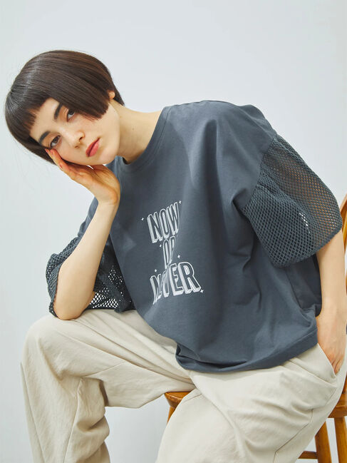 SM2「[接触冷感]袖メッシュプリントTシャツ」|Tシャツ・カットソー|