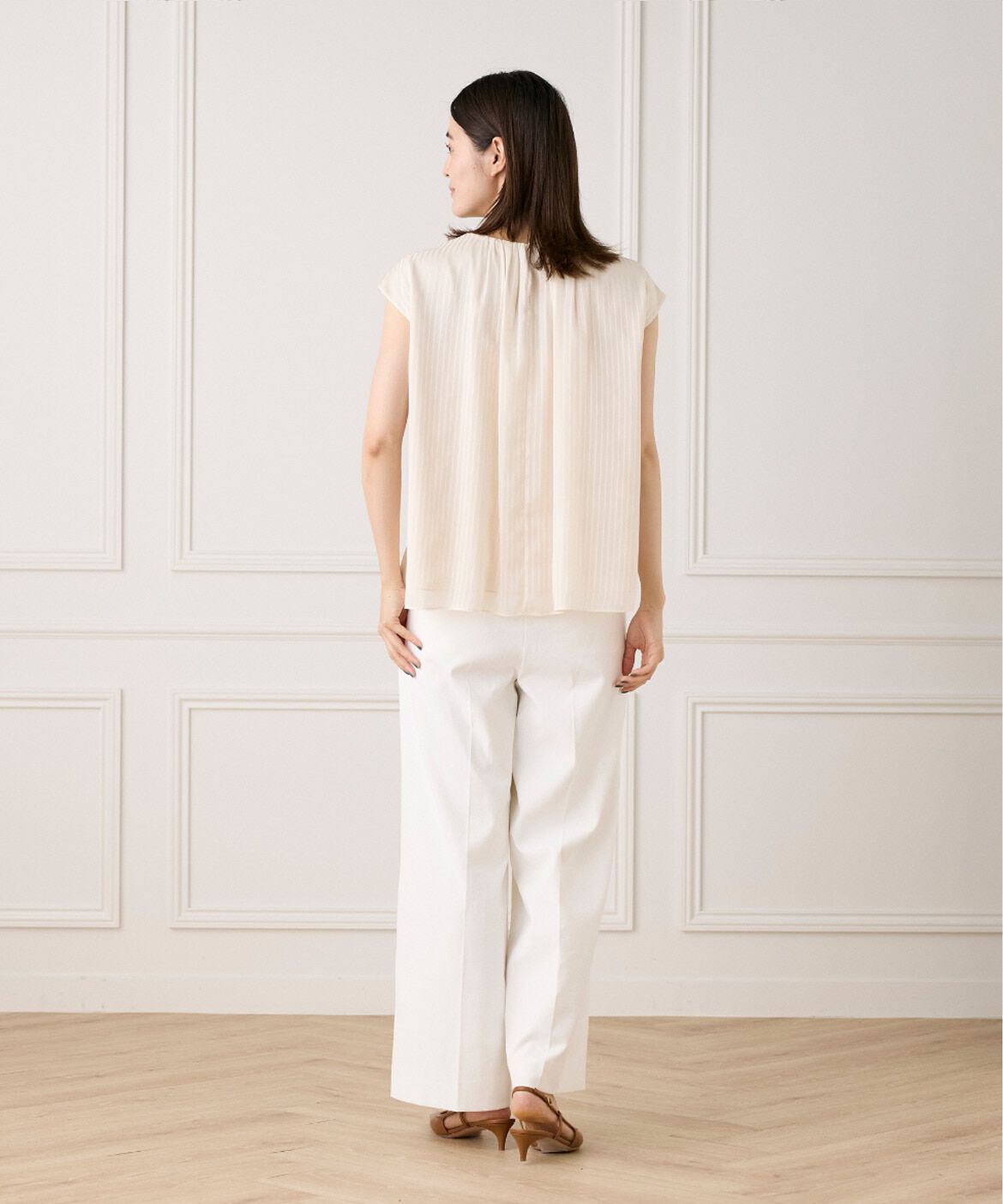 INED「《大きいサイズ》シアーストライプブラウス」|シャツ・ブラウス|