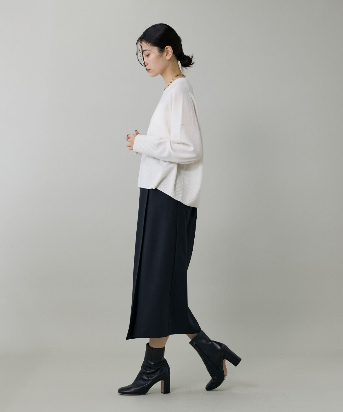 INED「ライトカルゼ ラップ風タイトスカート」|タイト|