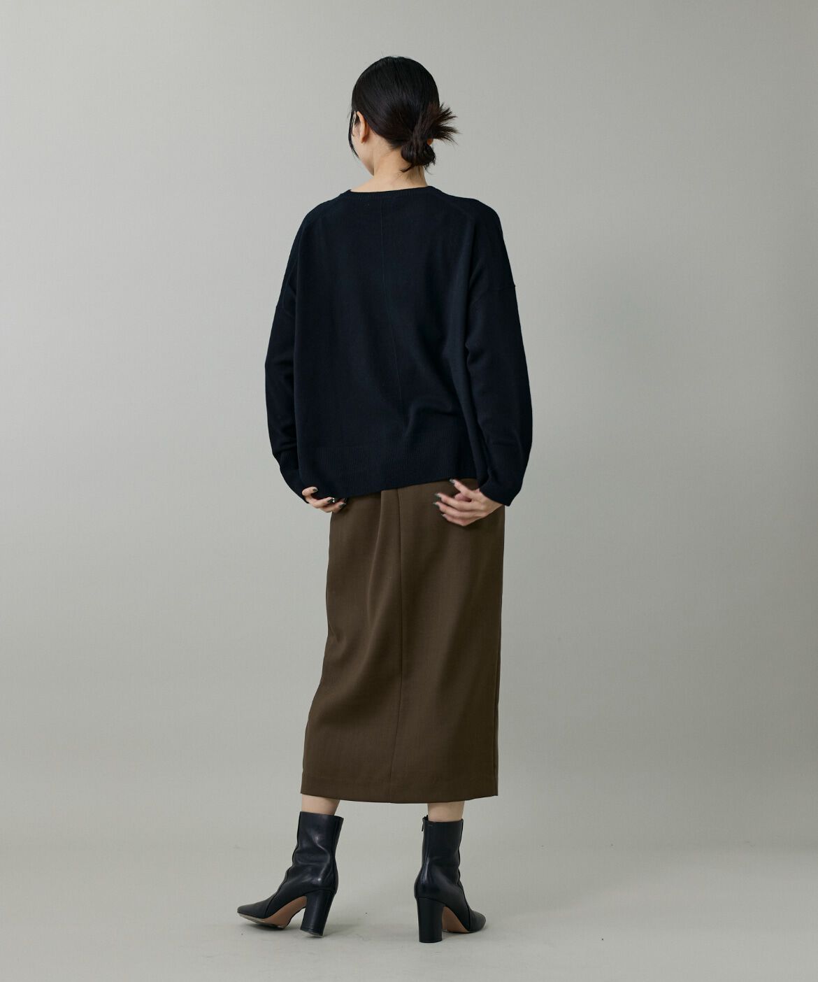 INED「ライトカルゼ ラップ風タイトスカート」|タイト|