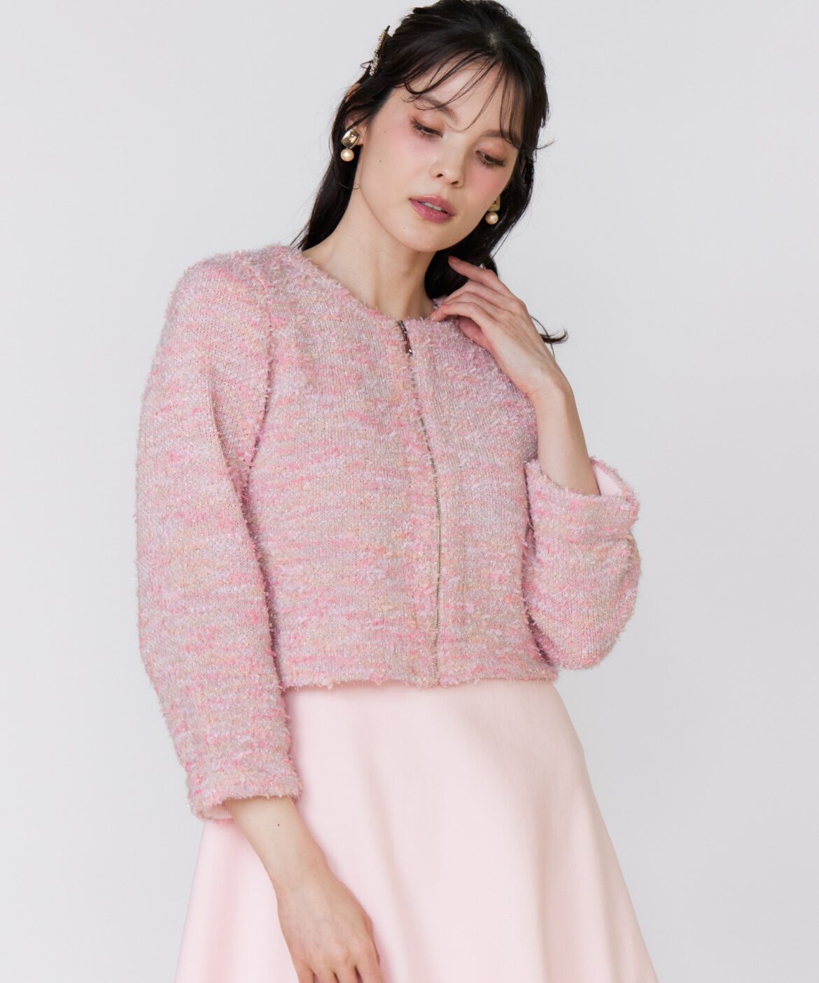 Maglie le cassetto「《大きいサイズ》シャギーラメニットジャケット《M Maglie le cassetto》」|カーディガン|