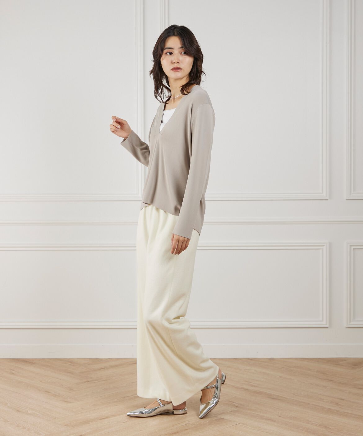 Le Souk「《大きいサイズ》Vネックニットプルオーバー」|ニット・セーター|