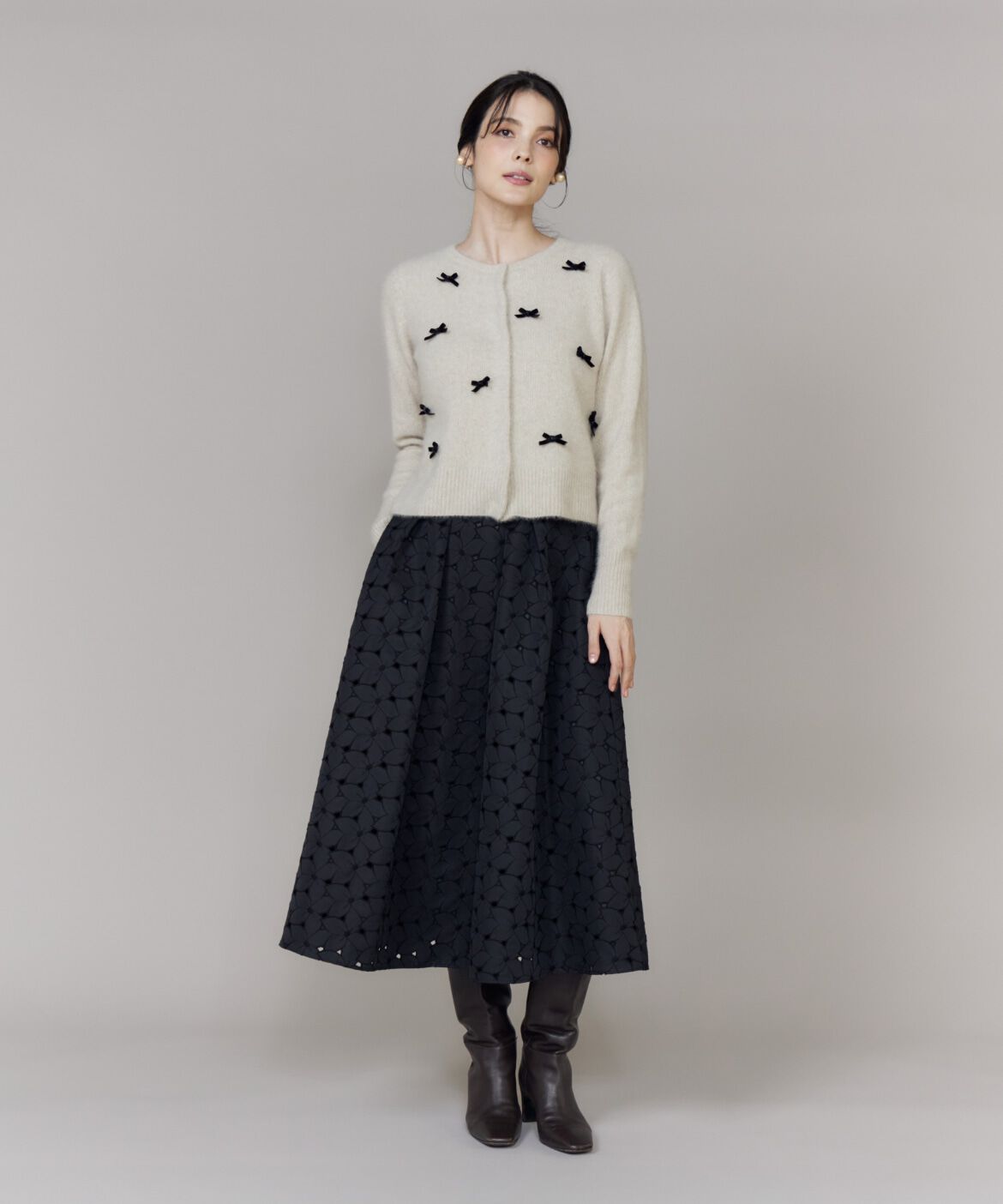 Maglie le cassetto「ベロアリボンフォックスカーデ」|カーディガン|