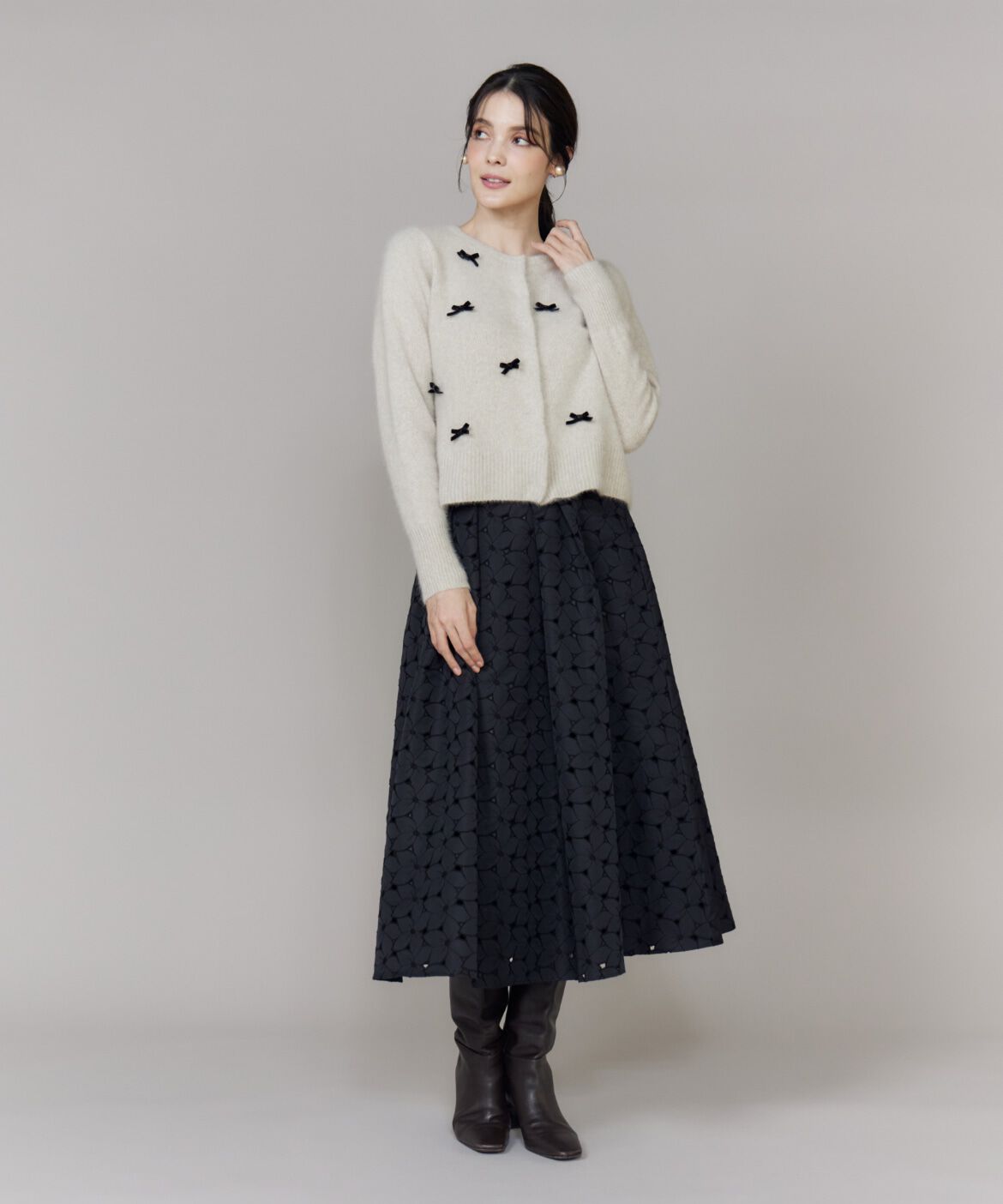 Maglie le cassetto「ベロアリボンフォックスカーデ」|カーディガン|