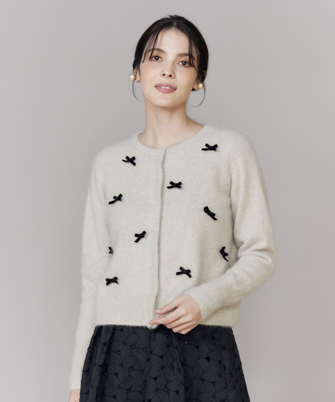 Maglie le cassetto「ベロアリボンフォックスカーデ」|カーディガン|