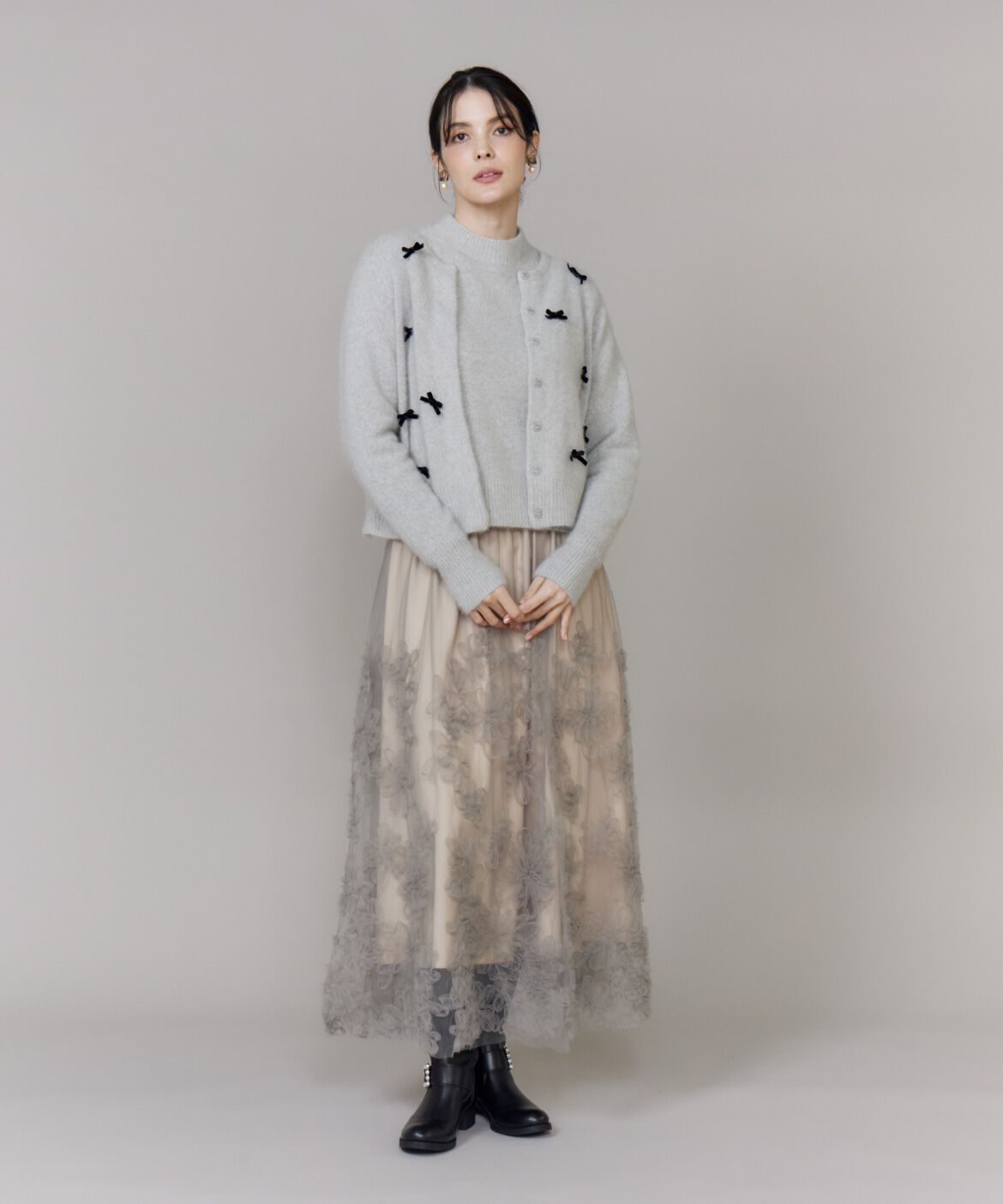 Maglie le cassetto「ベロアリボンフォックスカーデ」|カーディガン|