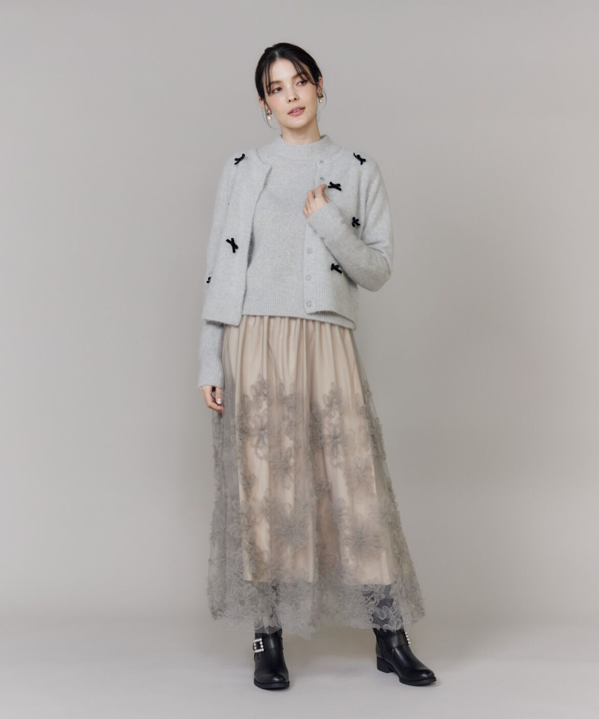 Maglie le cassetto「ベロアリボンフォックスカーデ」|カーディガン|