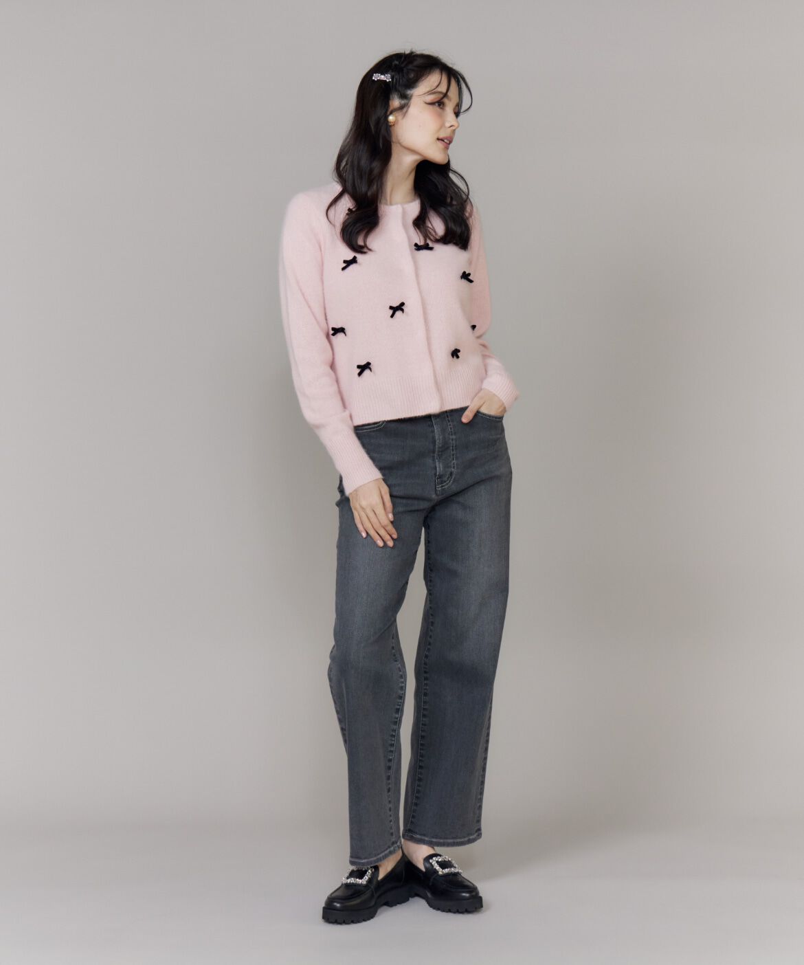 Maglie le cassetto「ベロアリボンフォックスカーデ」|カーディガン|