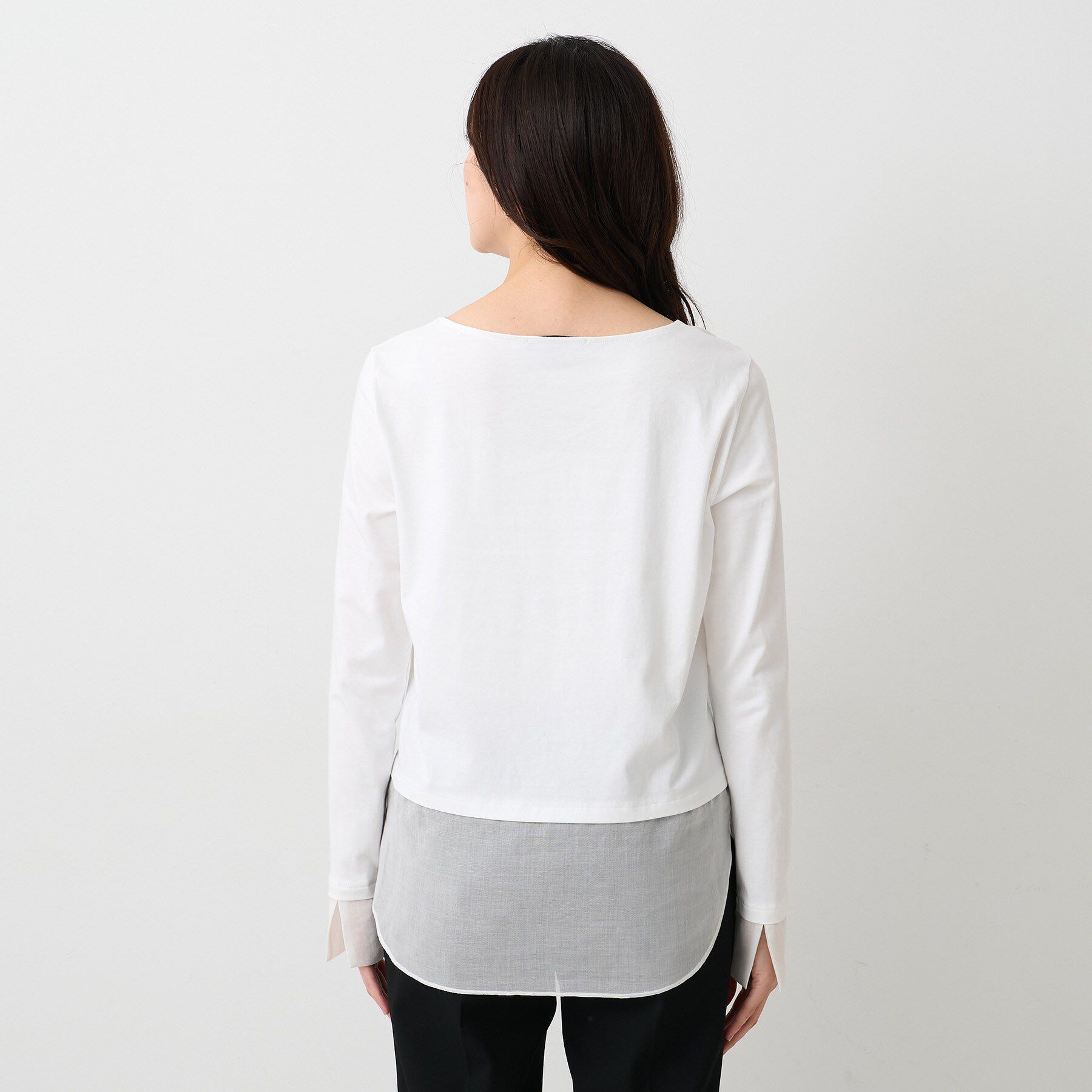 UNTITLED「【洗える/レイヤードTシャツ】シャツディテールレイヤードプルオーバー」|Tシャツ・カットソー|