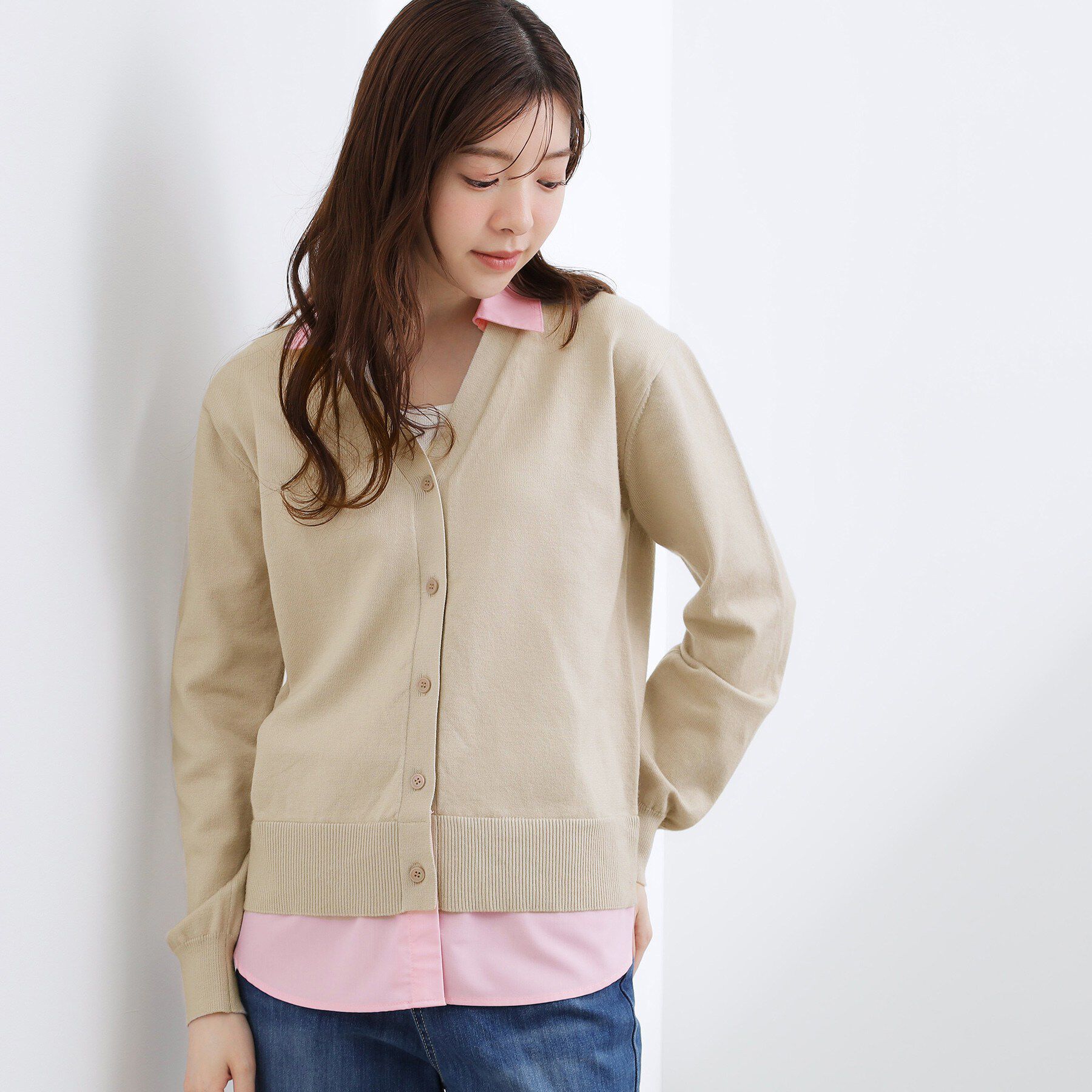 grove「シャツドッキング ニットカーディガン」|カーディガン|