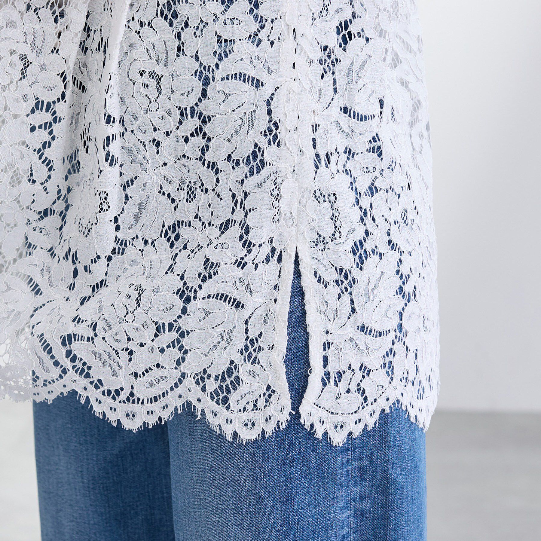 INDIVI「【洗える／レイヤードにおすすめ】レース切り替えカットソー」|Tシャツ・カットソー|