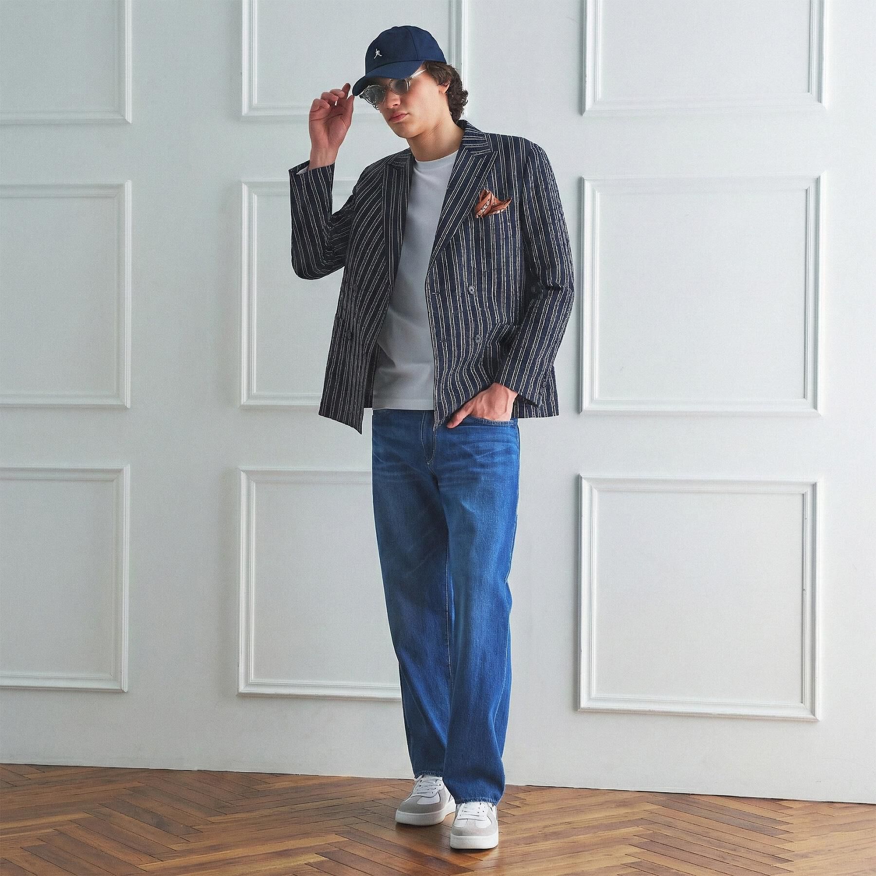 TAKEO KIKUCHI「【BOWLER HAT LABEL】サッカーストライプ ダブルジャケット」|テーラードジャケット|