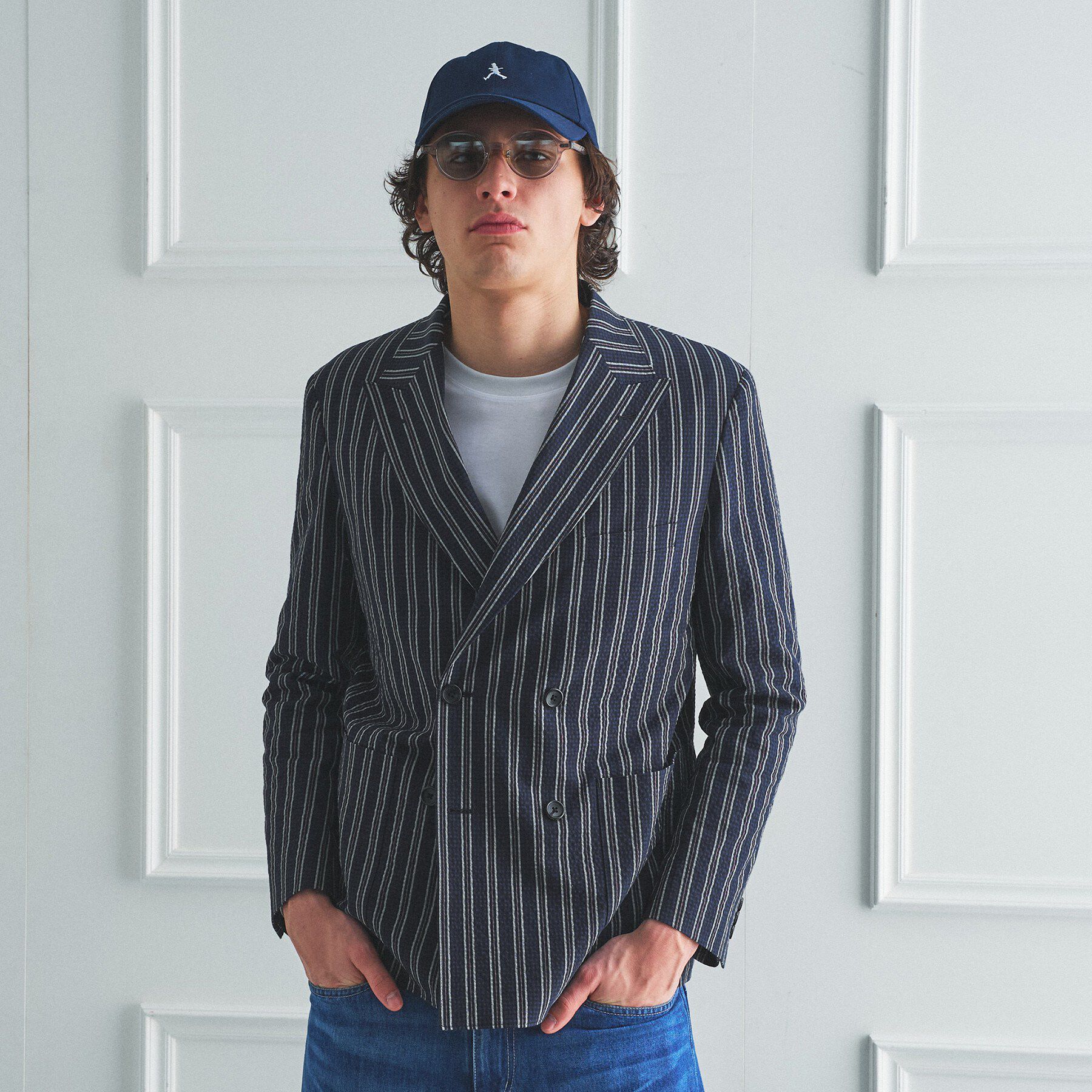 TAKEO KIKUCHI「【BOWLER HAT LABEL】サッカーストライプ ダブルジャケット」|テーラードジャケット|