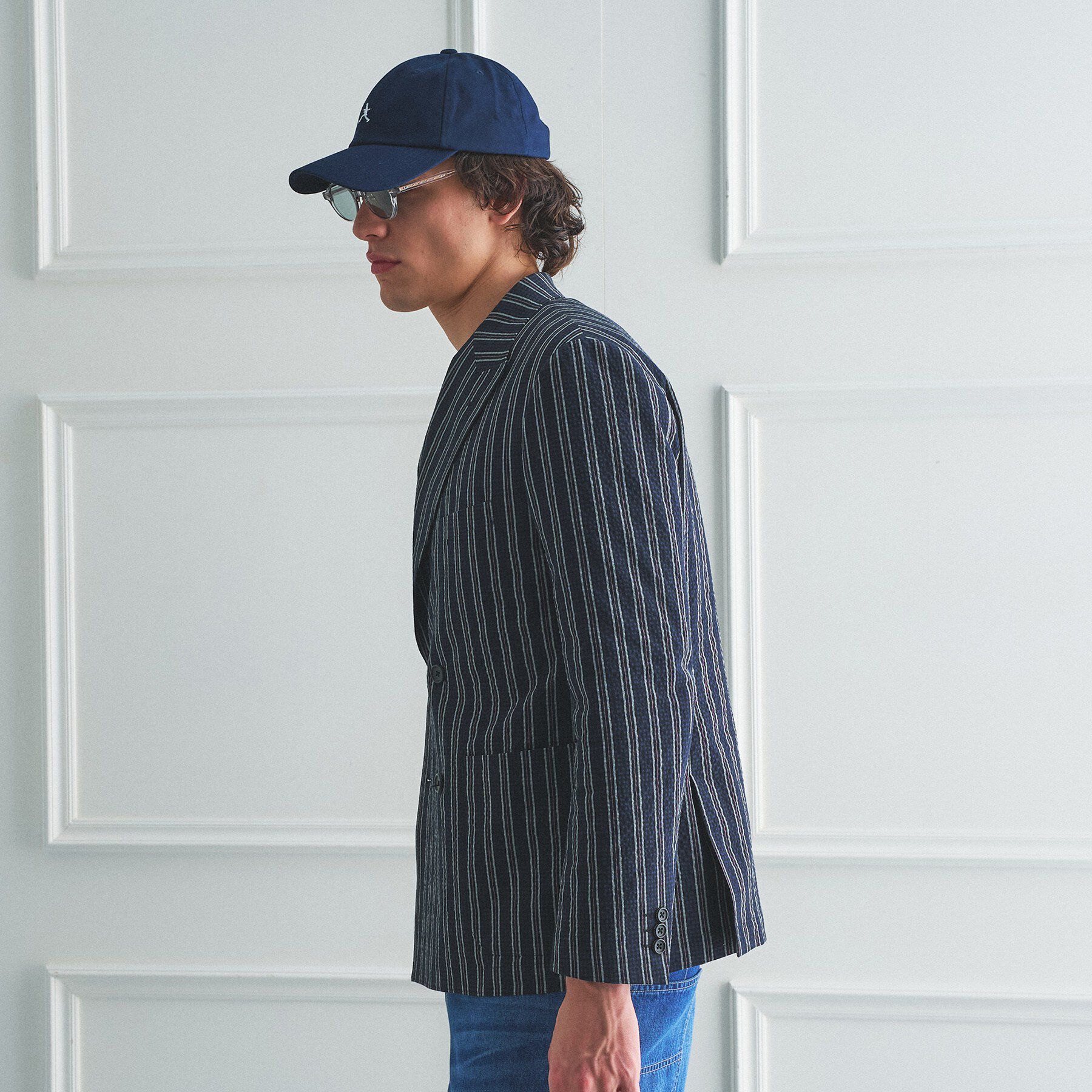 TAKEO KIKUCHI「【BOWLER HAT LABEL】サッカーストライプ ダブルジャケット」|テーラードジャケット|