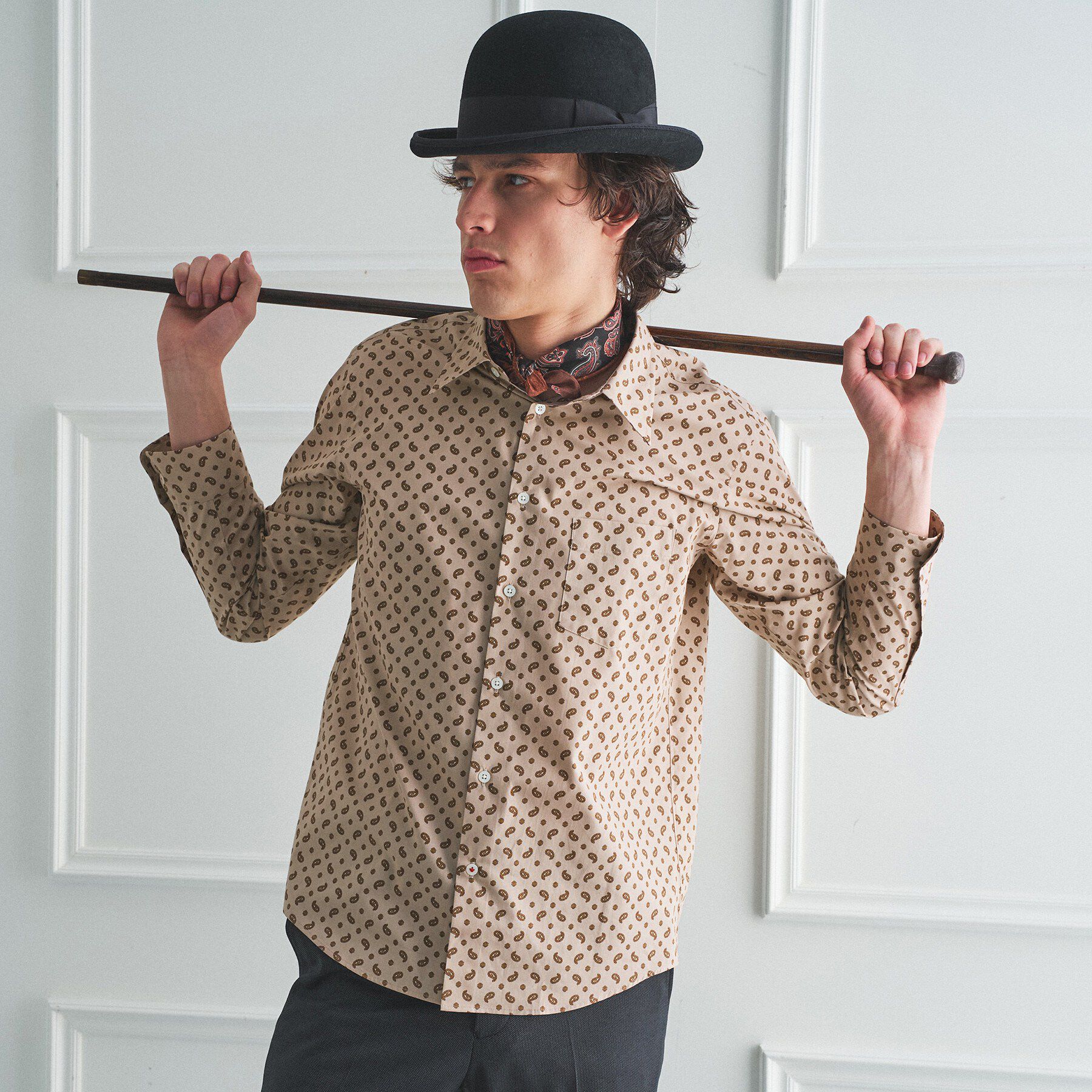 TAKEO KIKUCHI「【BOWLER HAT LABEL】小紋ペイズリープリント 長袖シャツ」|シャツ・ブラウス|