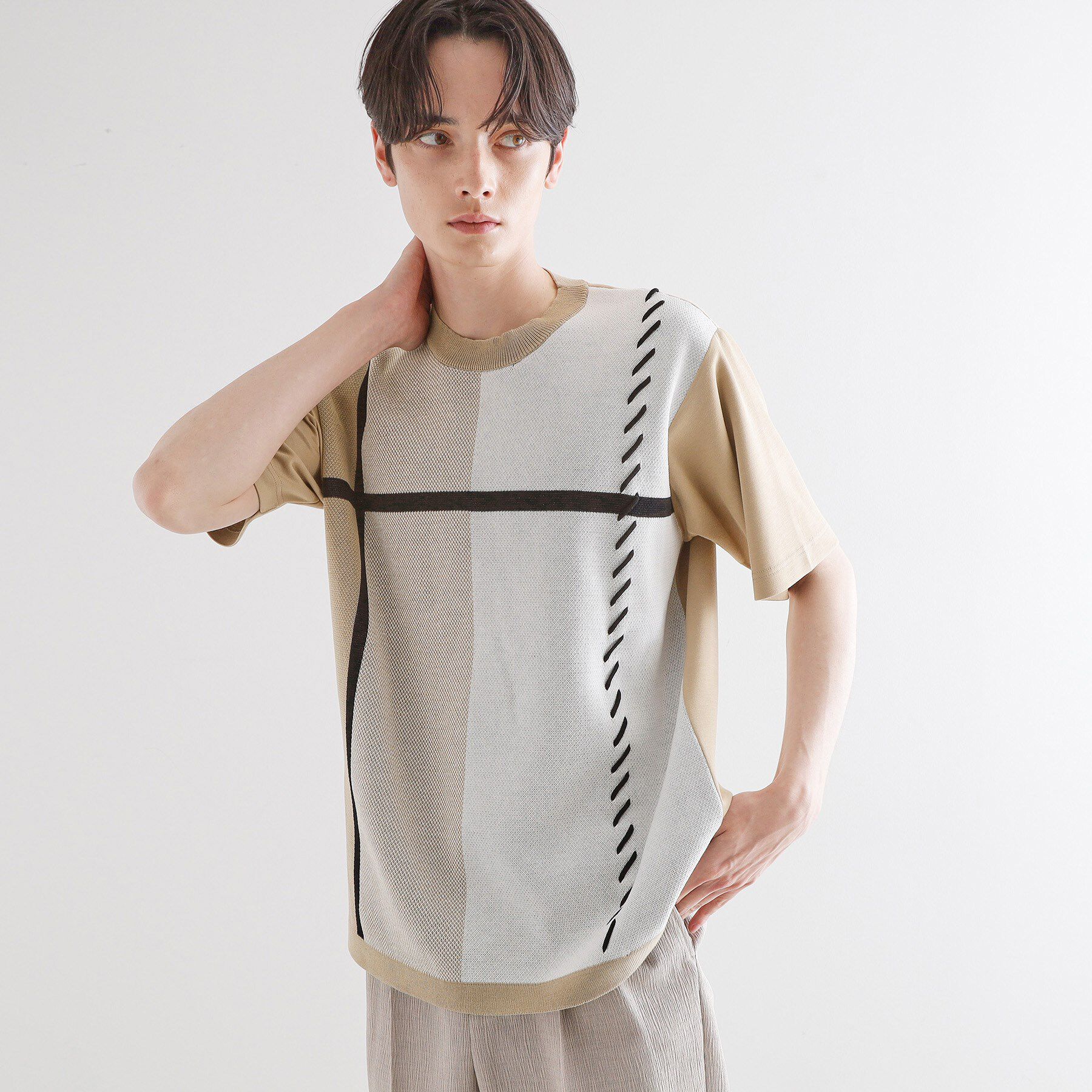 tk.TAKEO KIKUCHI「ニットドッキングクロスオーバー」|Tシャツ・カットソー|