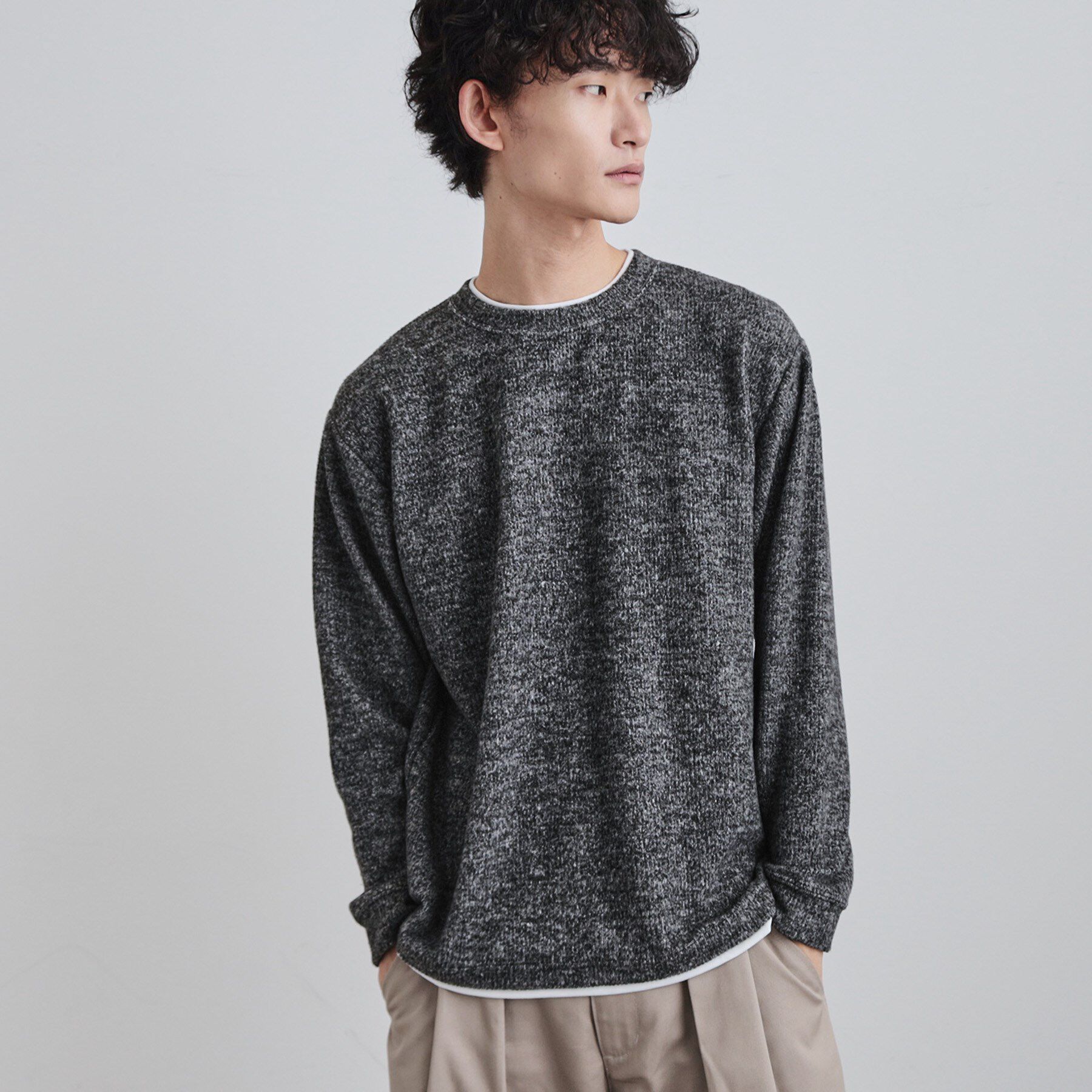 tk.TAKEO KIKUCHI「フェイクレイヤードニットソー」|Tシャツ・カットソー|チャコールグレー(0