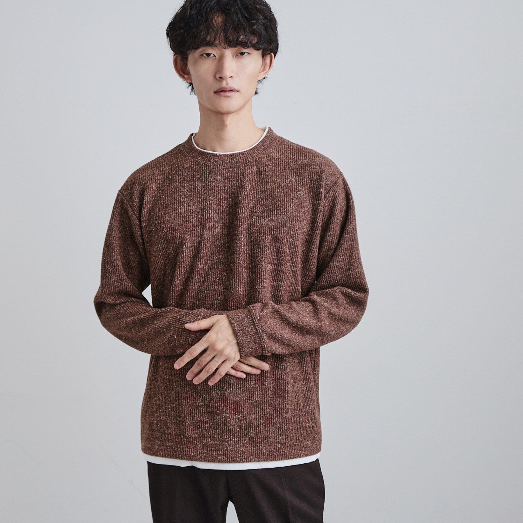 tk.TAKEO KIKUCHI「フェイクレイヤードニットソー」|Tシャツ・カットソー|ブラウン(043)