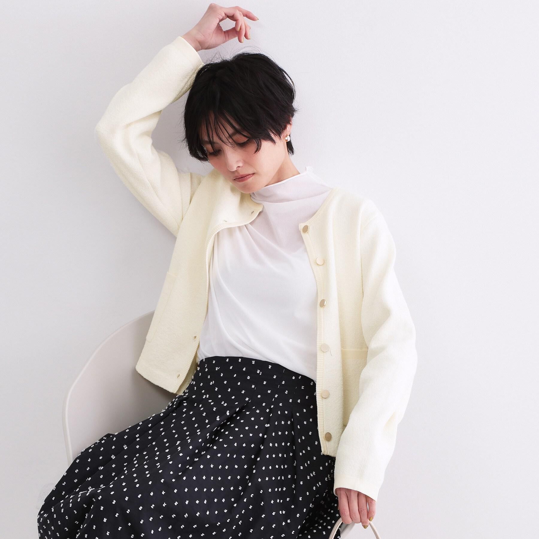 OPAQUE.CLIP「ブークレ金ボタンニットカーディガン【洗濯機OK】」|カーディガン|