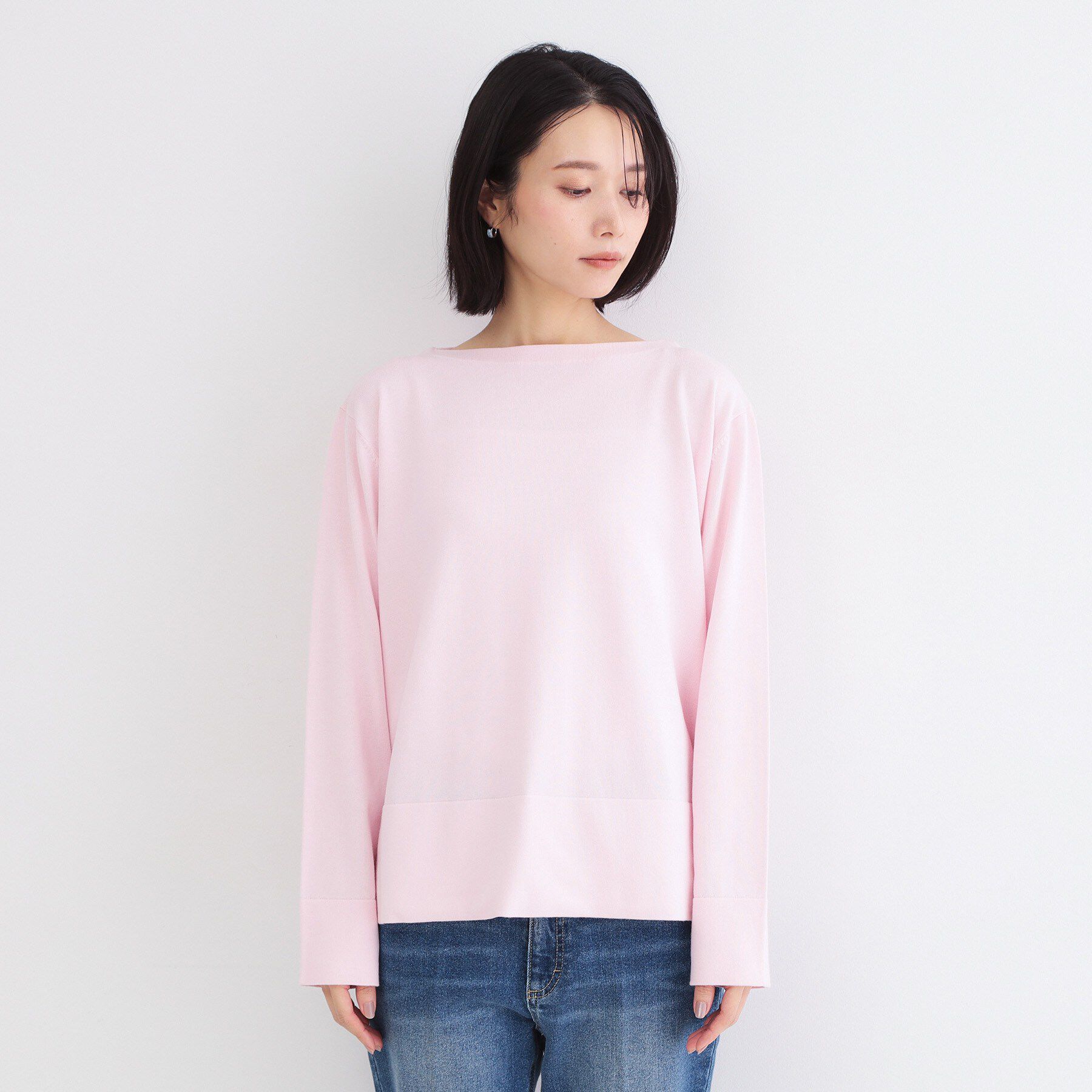 OPAQUE.CLIP「UV リラクシーボートネックニット／オーガニックコットン混【洗濯機OK】《5col》」|ニット・セーター|