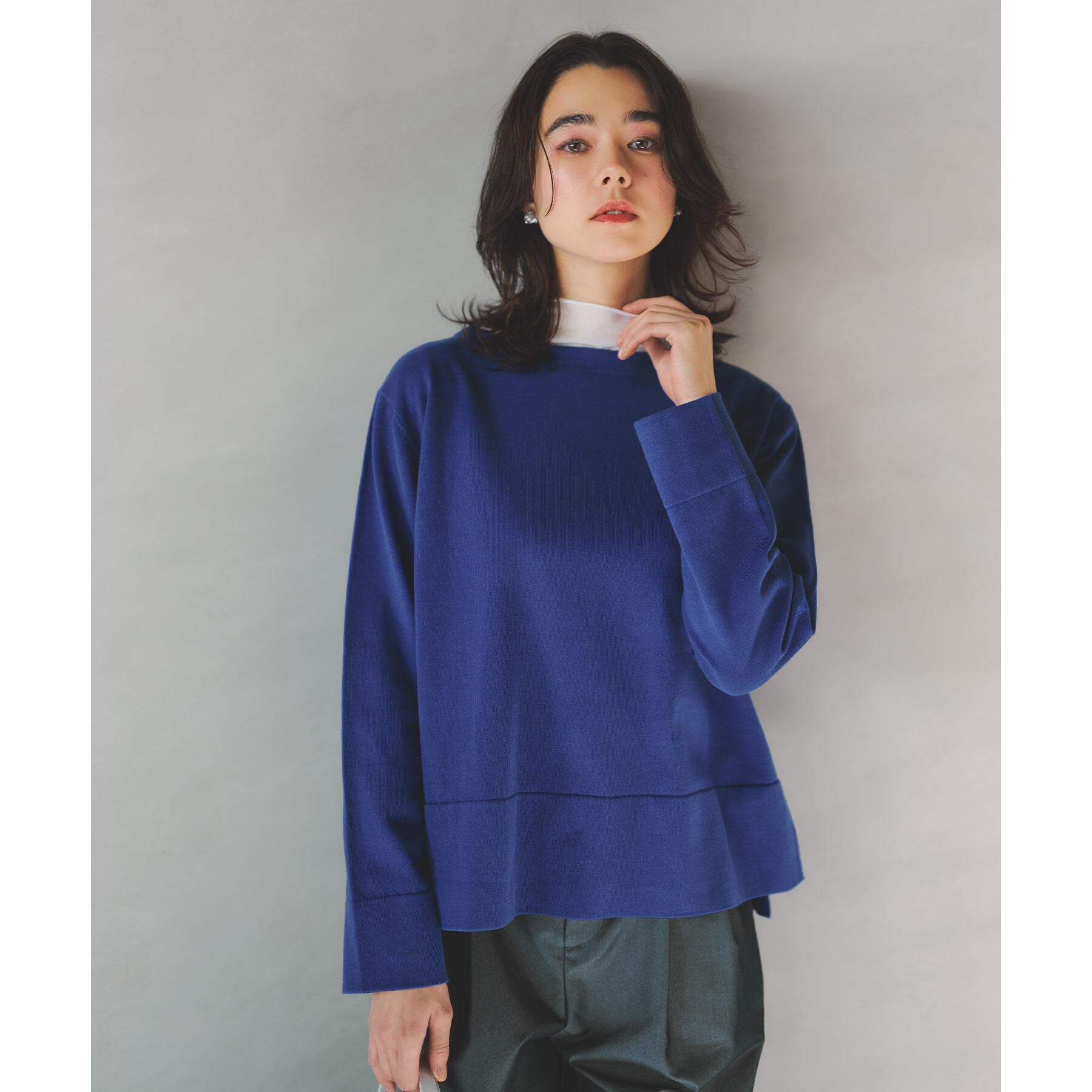 OPAQUE.CLIP「UV リラクシーボートネックニット／オーガニックコットン混【洗濯機OK】《5col》」|ニット・セーター|