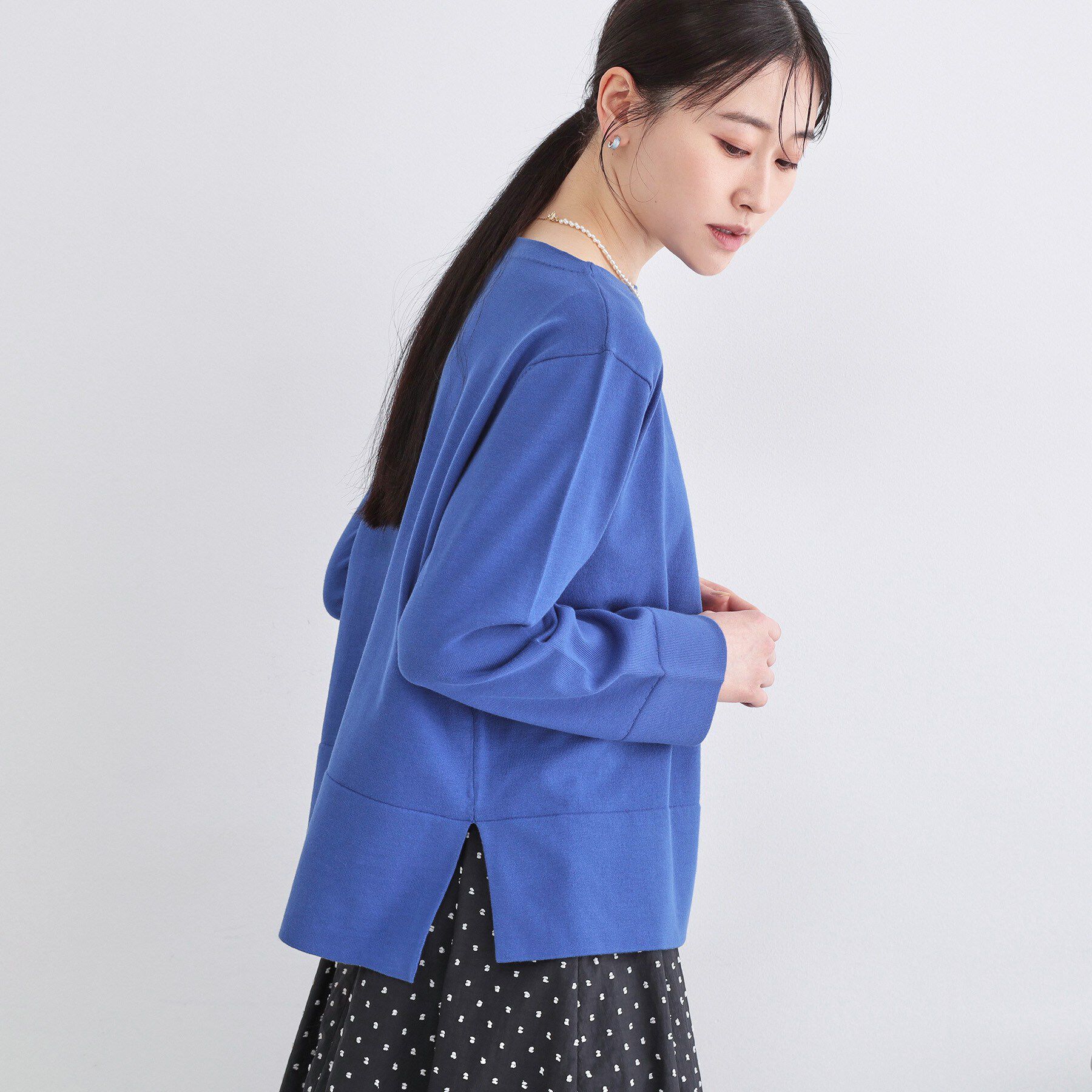 OPAQUE.CLIP「UV リラクシーボートネックニット／オーガニックコットン混【洗濯機OK】《5col》」|ニット・セーター|