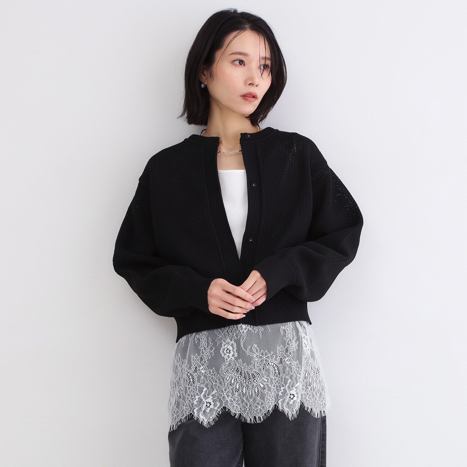 OPAQUE.CLIP「裾レースタンクトップ【洗濯機OK】」|キャミソール|