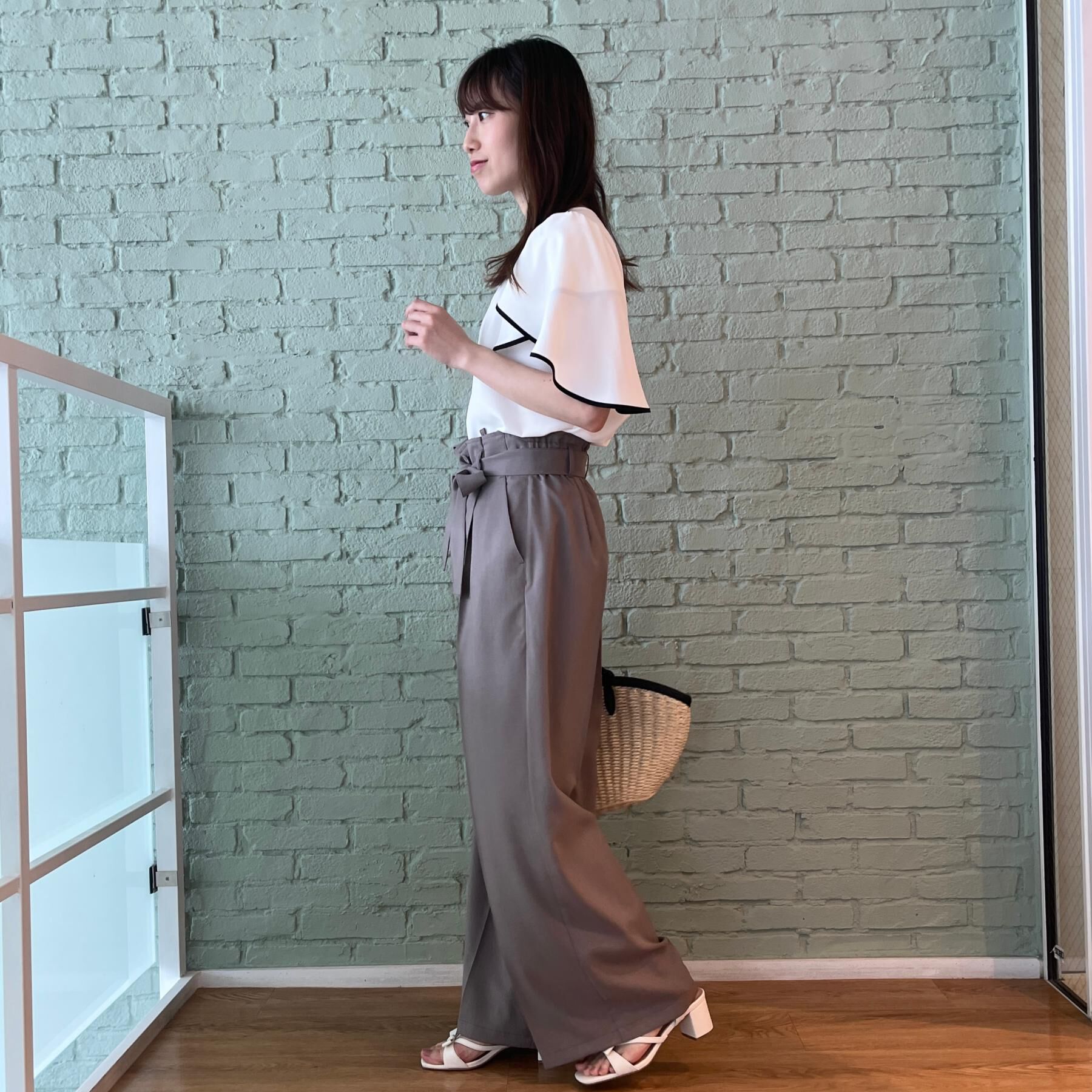 Couture broach「【美脚効果・通勤】リネンライク サス付きパンツ」|その他|