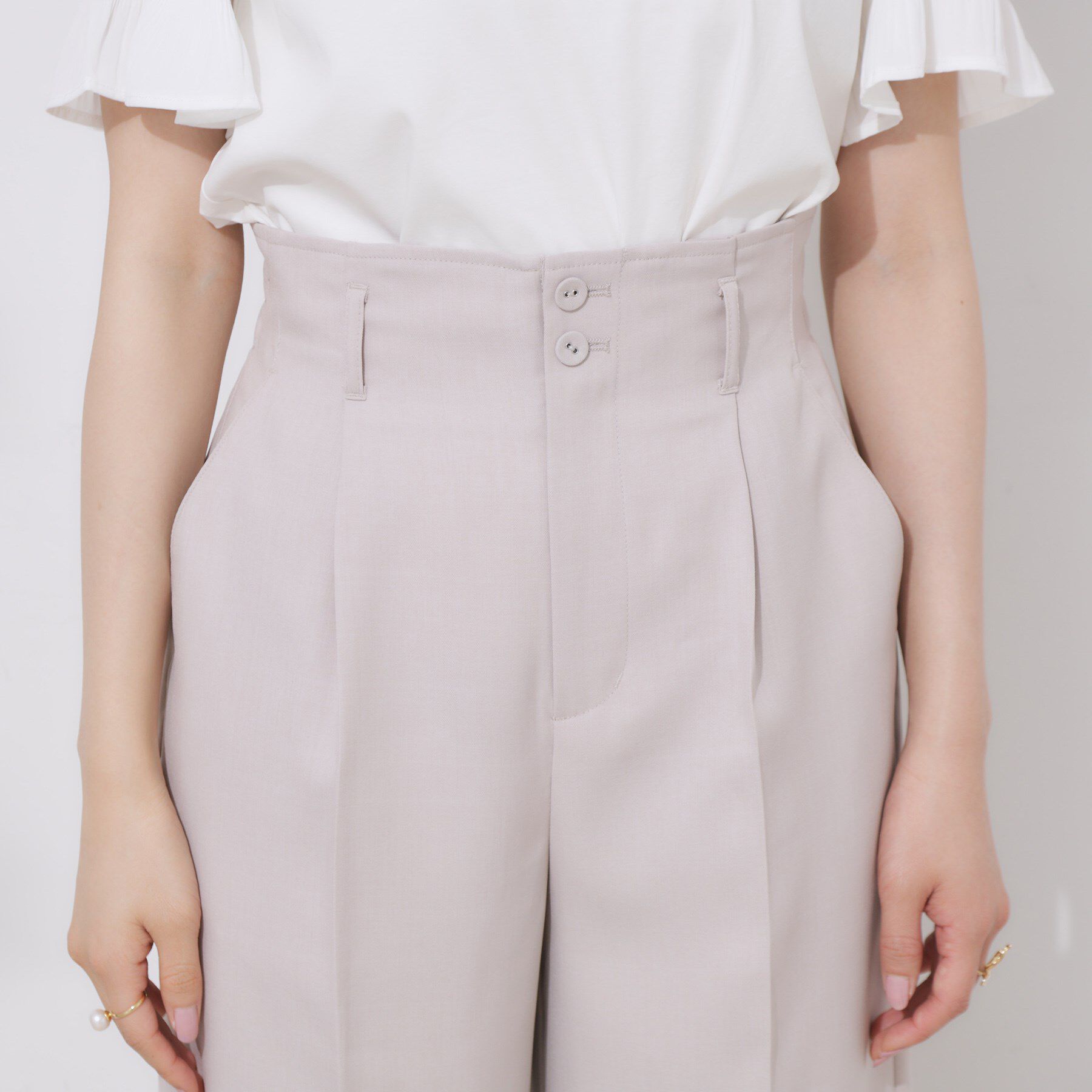 Couture broach「【美脚効果・通勤】リネンライク サス付きパンツ」|その他|