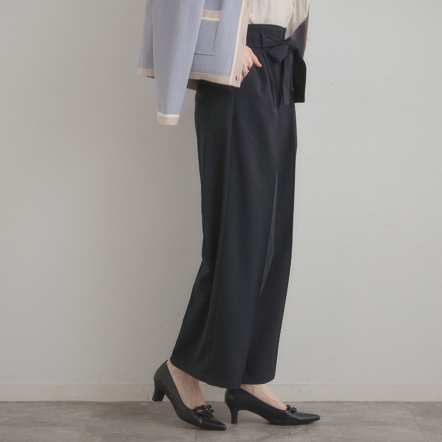 Couture broach「【洗える・通勤】ウエストリボン サスペンダー付きワイドパンツ」|その他|