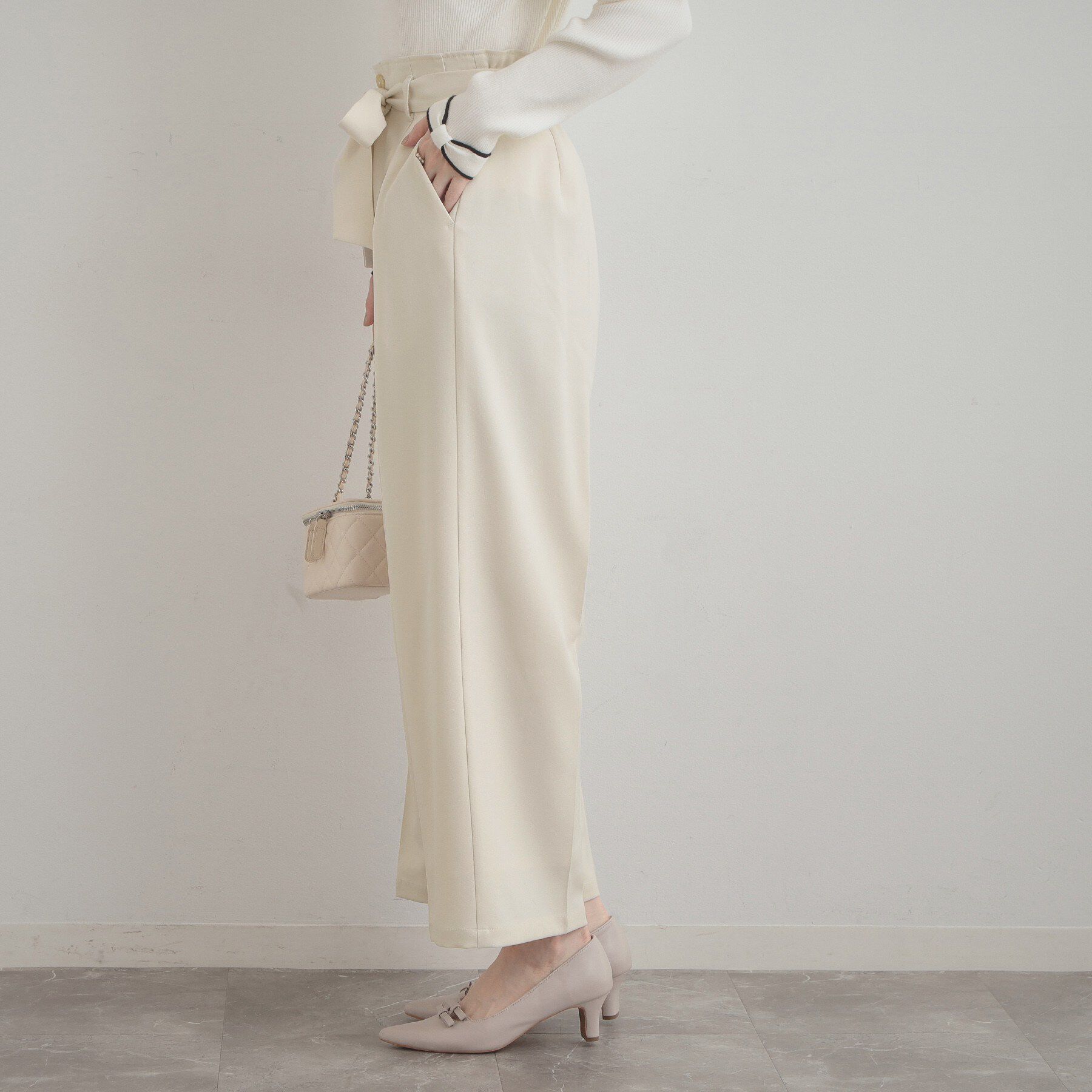 Couture broach「【洗える・通勤】ウエストリボン サスペンダー付きワイドパンツ」|その他|