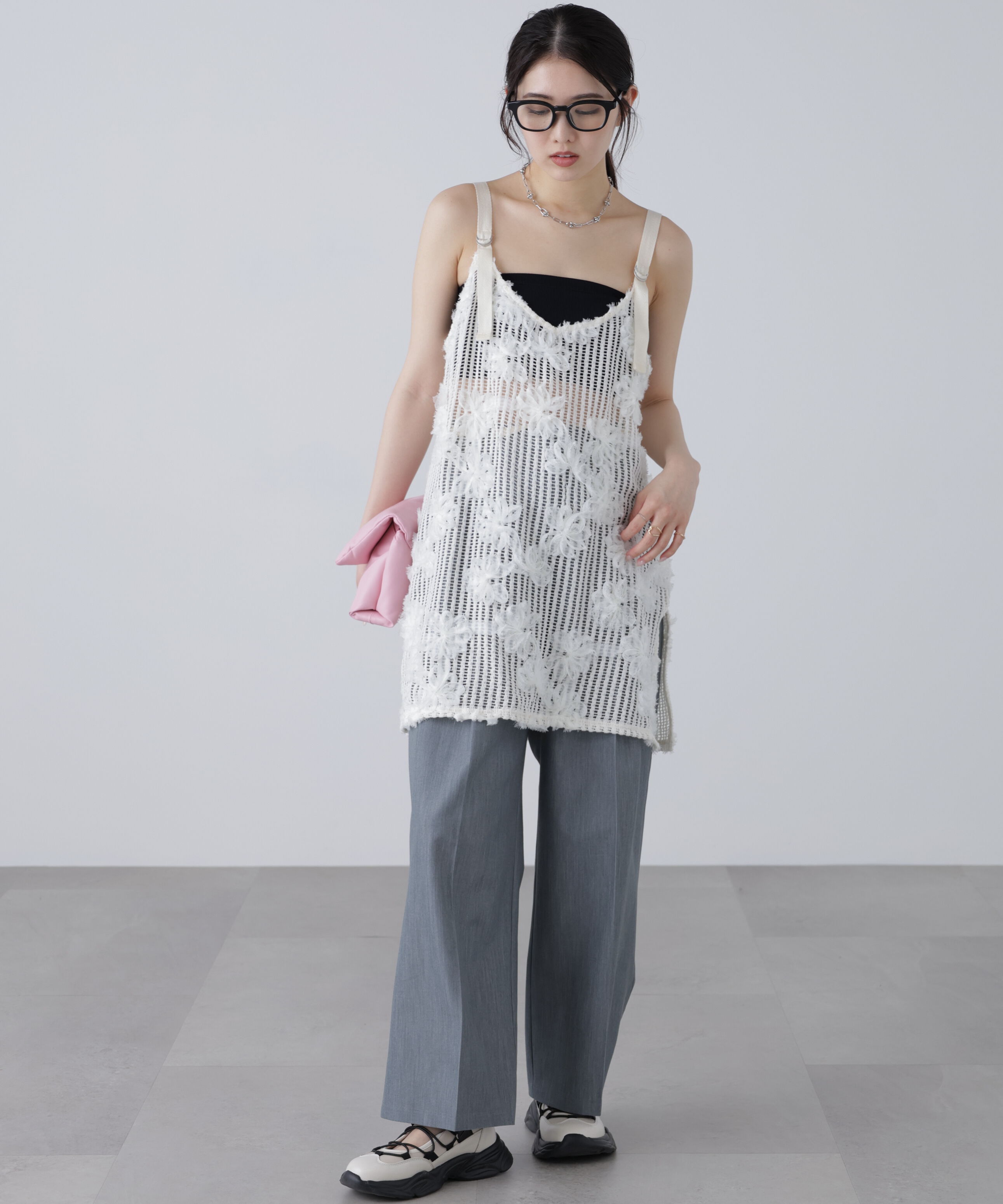  「杉綾リボンベルトワイドパンツ」|その他|