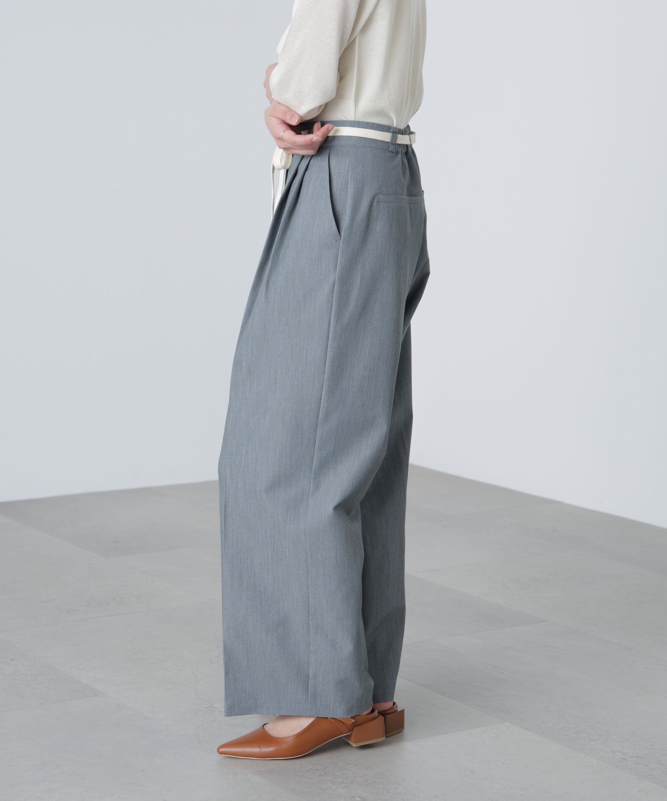 「杉綾リボンベルトワイドパンツ」|その他|