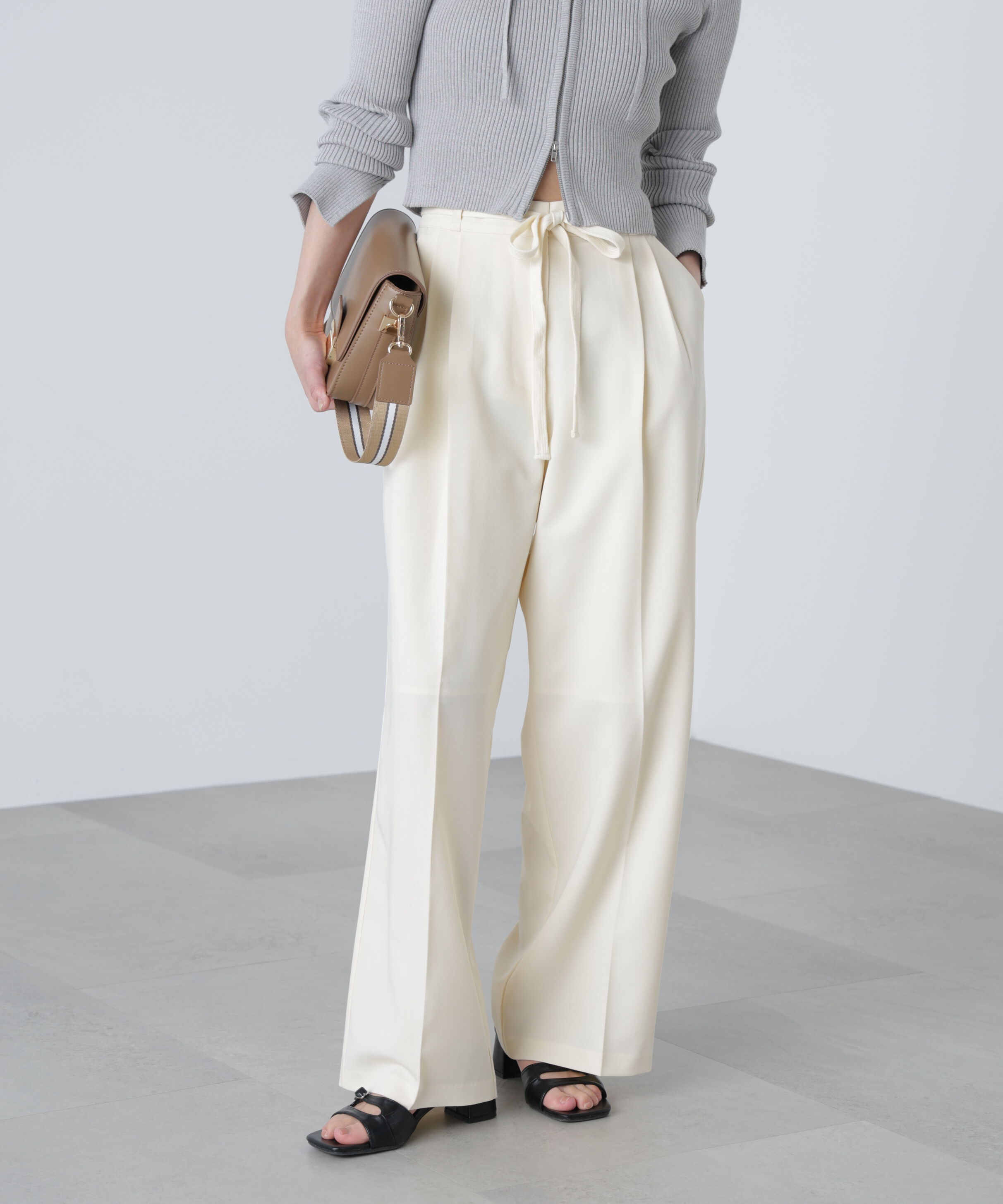 「杉綾リボンベルトワイドパンツ」|その他|