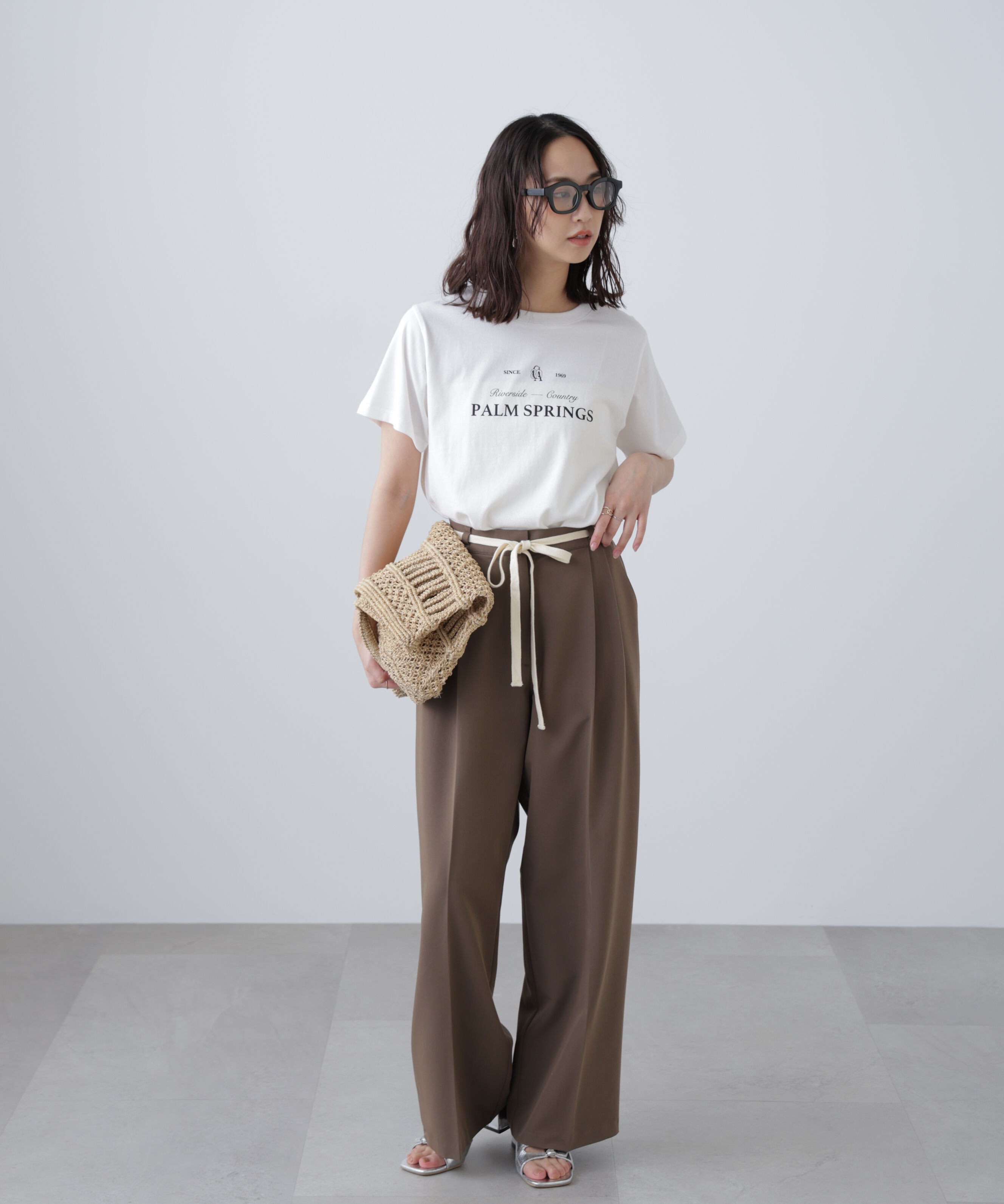  「杉綾リボンベルトワイドパンツ」|その他|