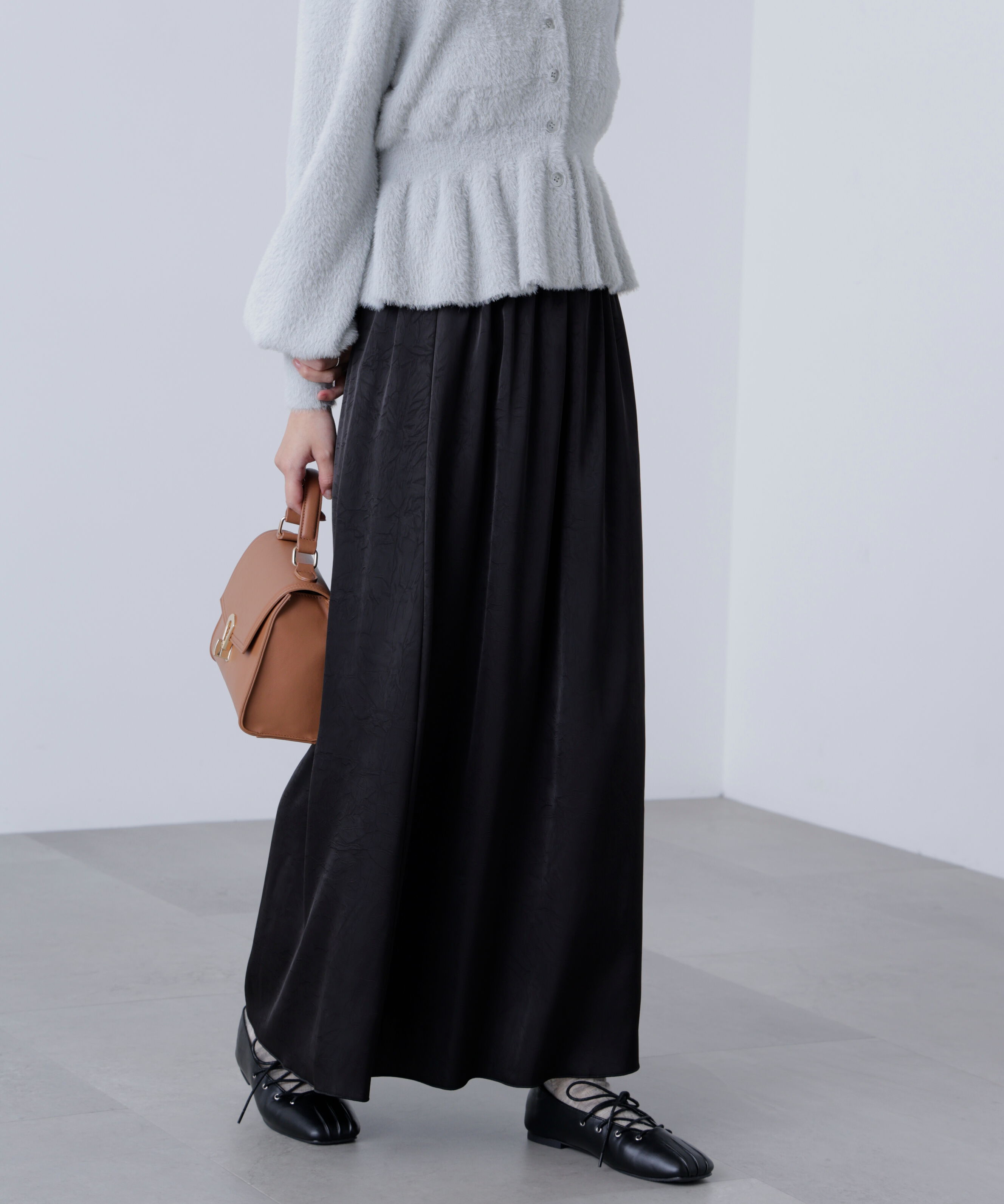  「サテンナローロングスカート」|スカート|