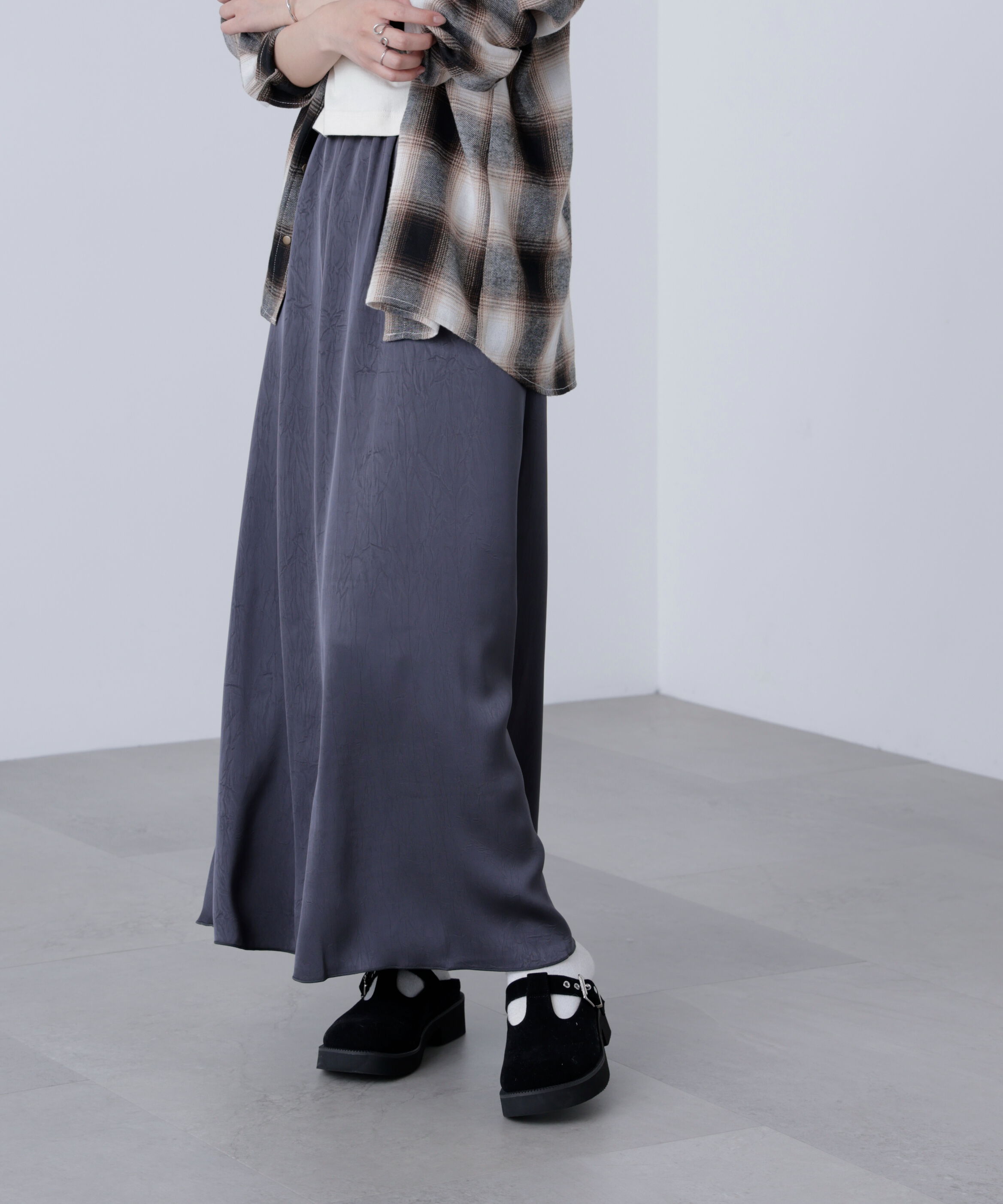  「サテンナローロングスカート」|スカート|