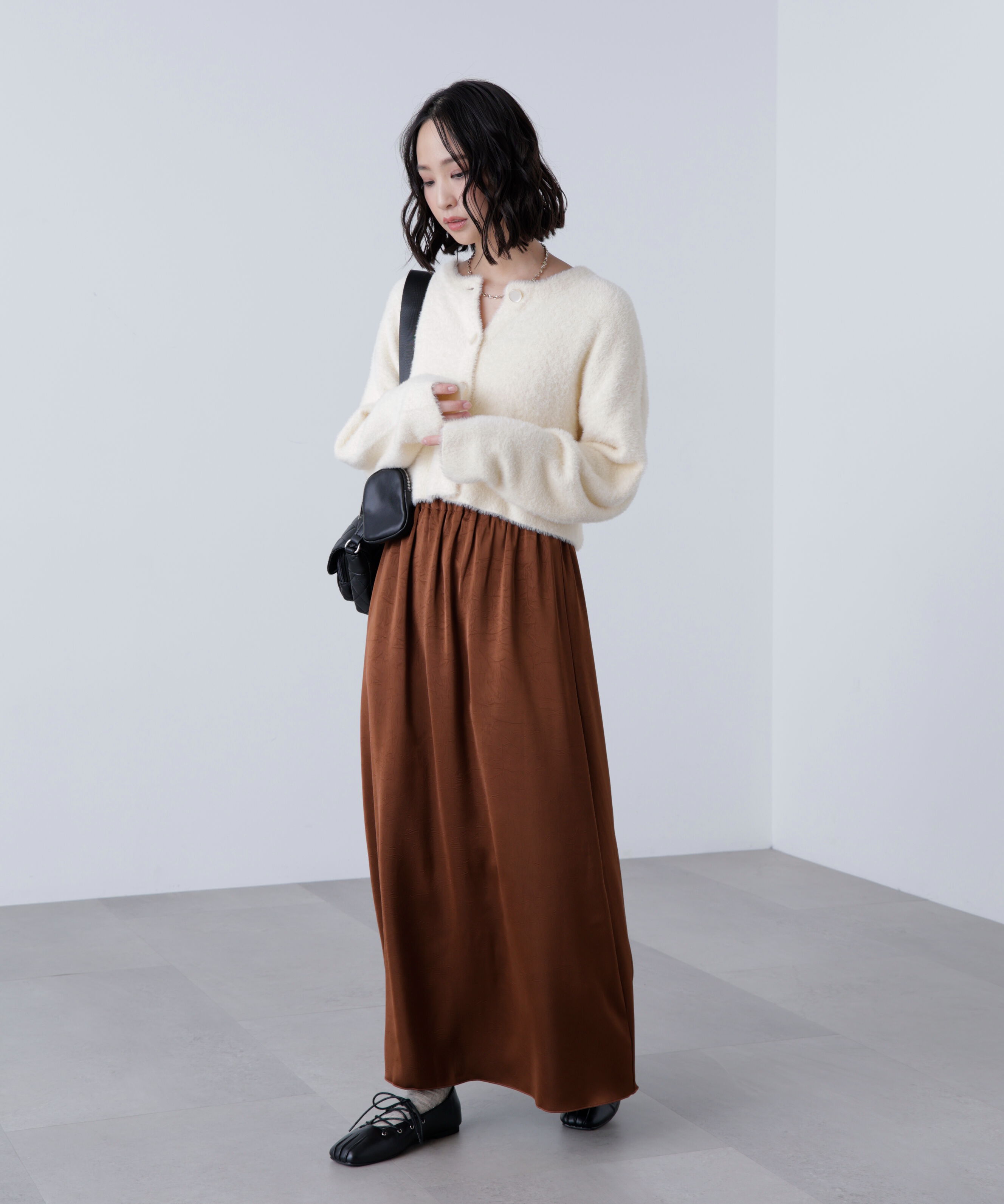  「サテンナローロングスカート」|スカート|