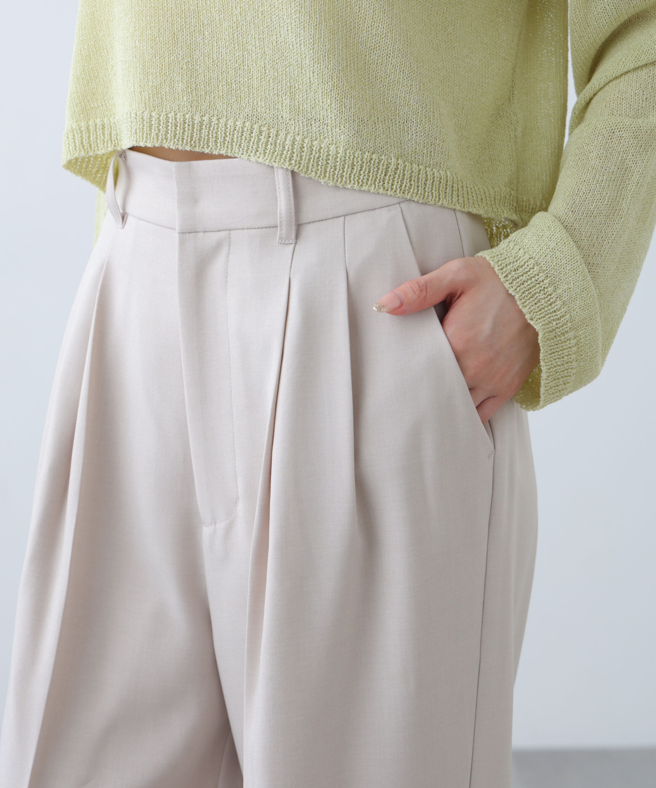  「[低身長サイズ/Sシリーズ]梳毛調合繊タックワイドパンツ」|その他|