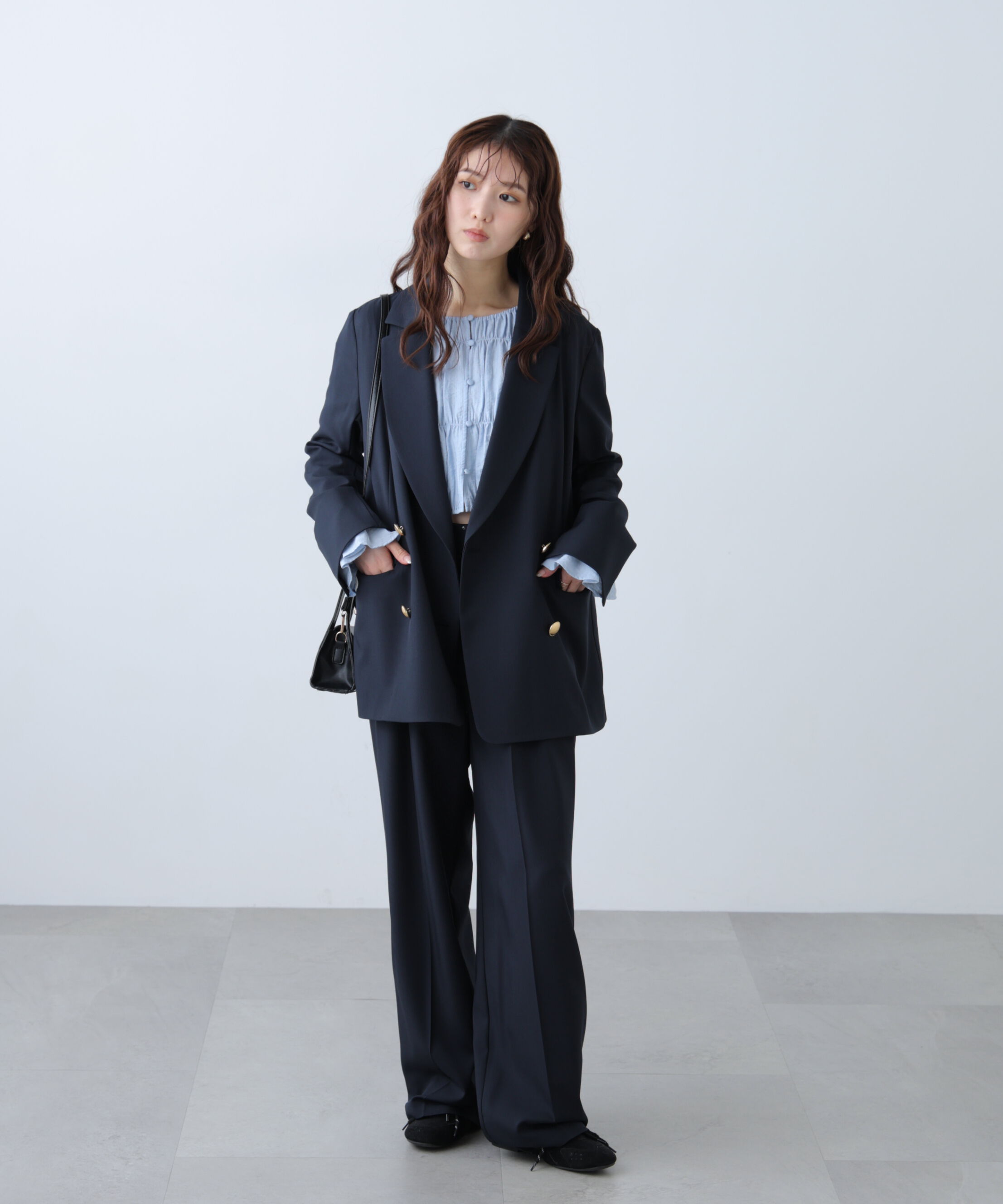  「[低身長サイズ/Sシリーズ]梳毛調合繊タックワイドパンツ」|その他|