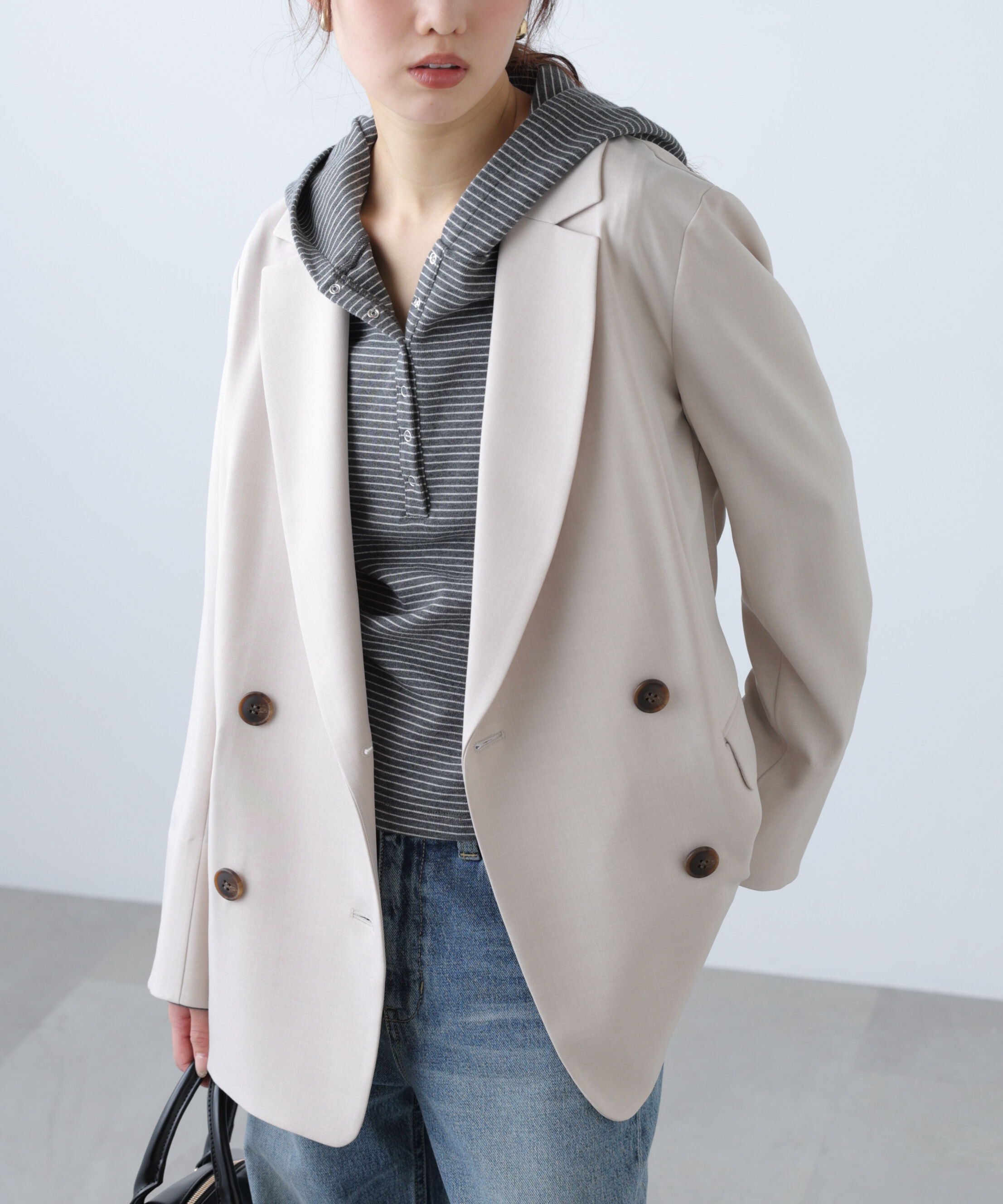  「梳毛調合繊ダブルブレストジャケット」|その他|ベージュ