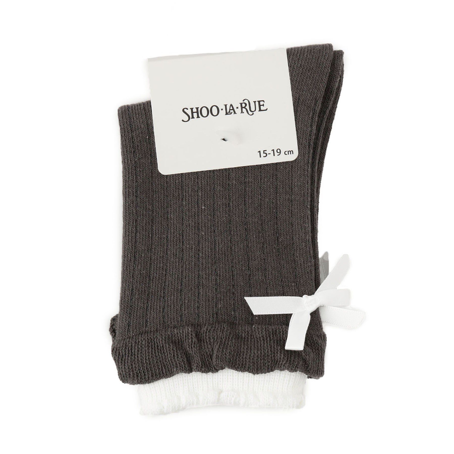SHOO･LA･RUE「二重履き口バックリボンクルー丈ソックス」|ソックス|ブラック(019)