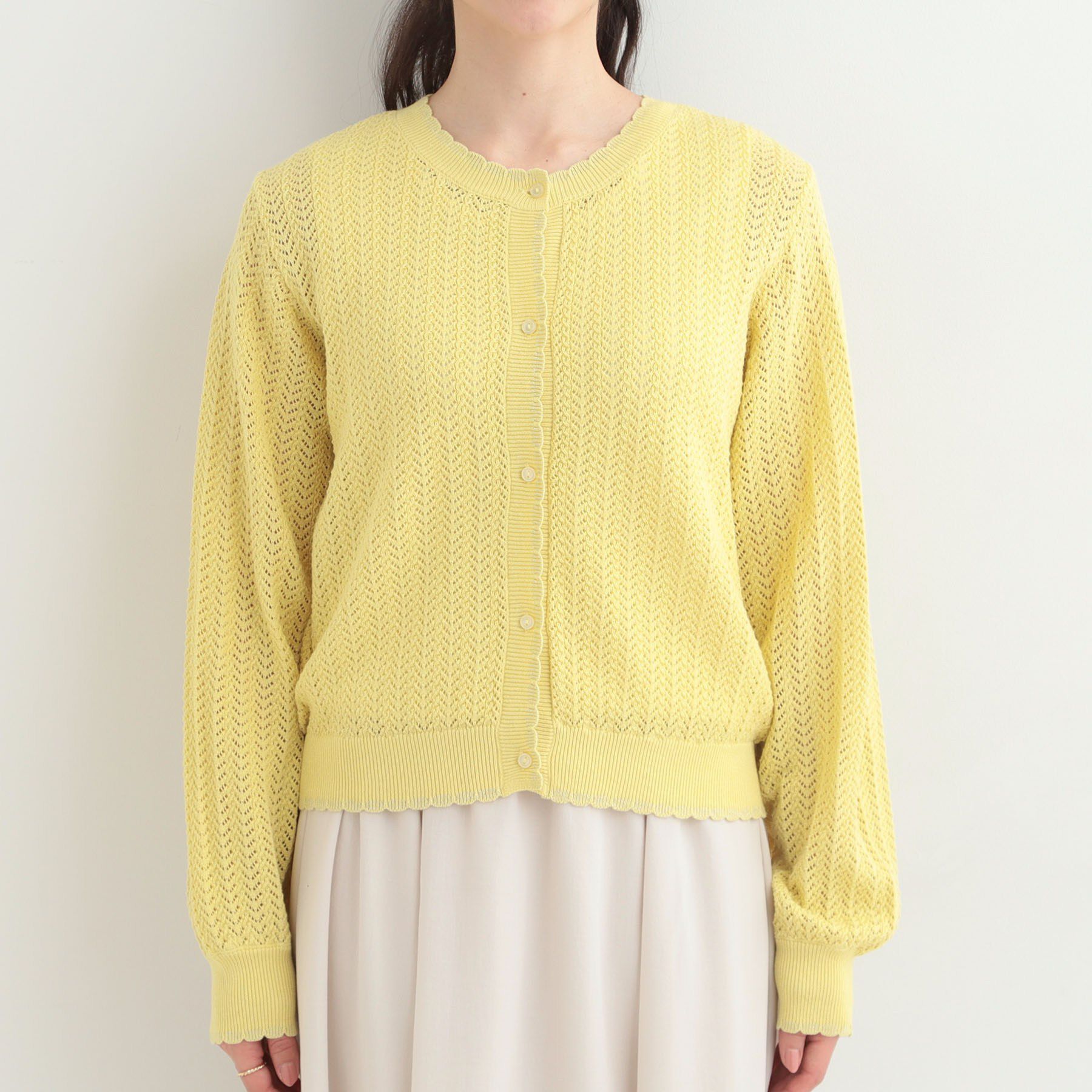 SHOO･LA･RUE「編み柄が上品 ラメ入り透かし編みカーディガン」|カーディガン|