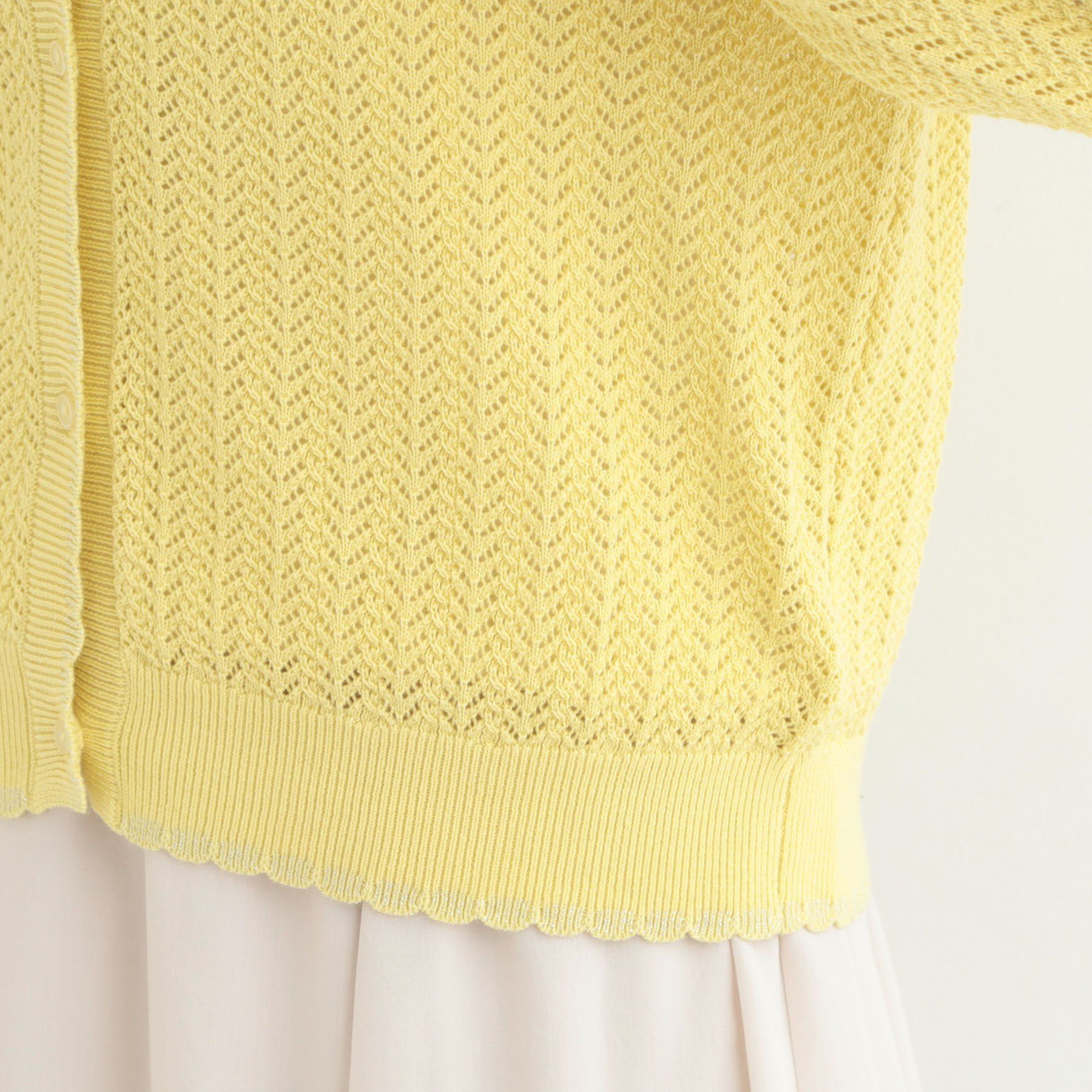 SHOO･LA･RUE「編み柄が上品 ラメ入り透かし編みカーディガン」|カーディガン|