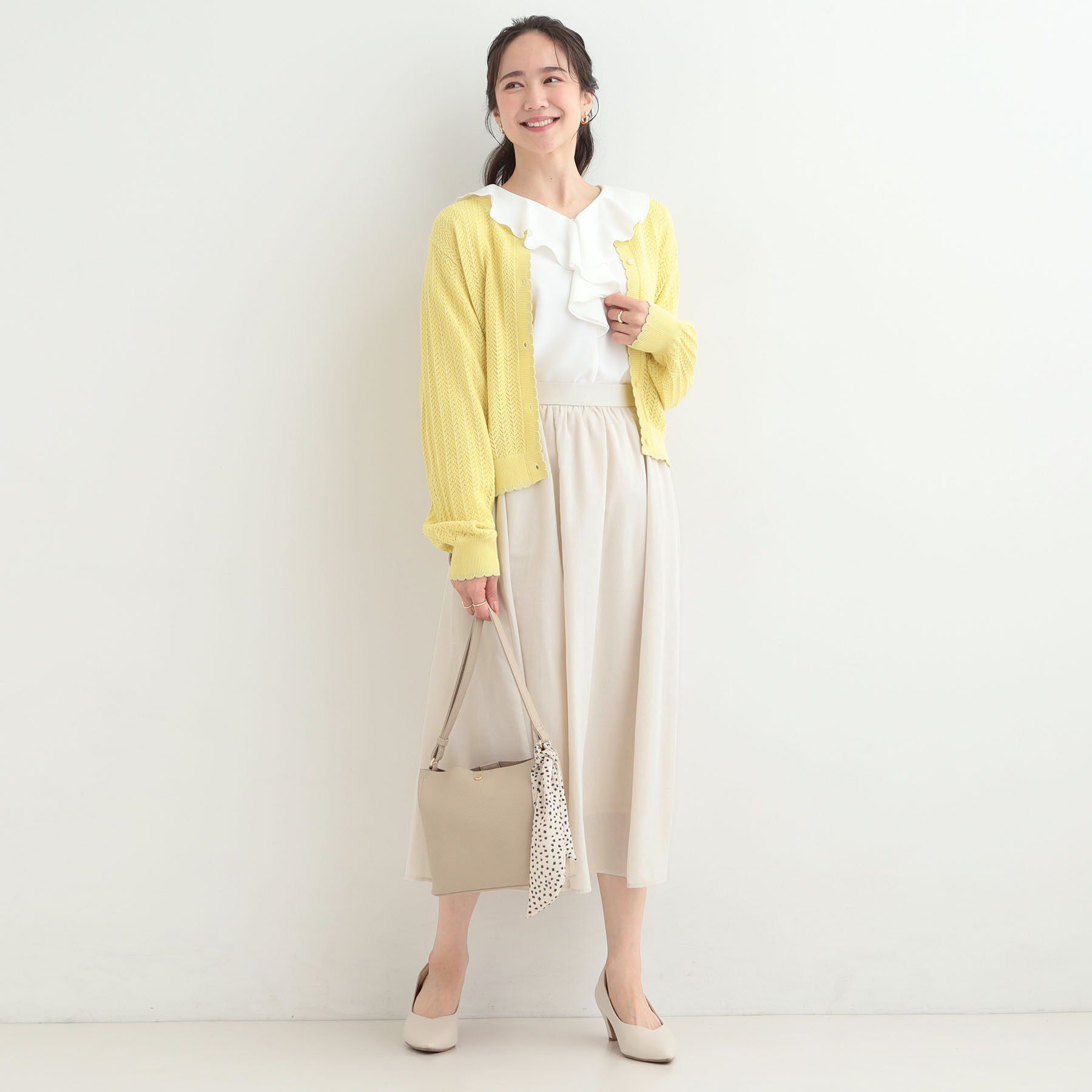 SHOO･LA･RUE「編み柄が上品 ラメ入り透かし編みカーディガン」|カーディガン|