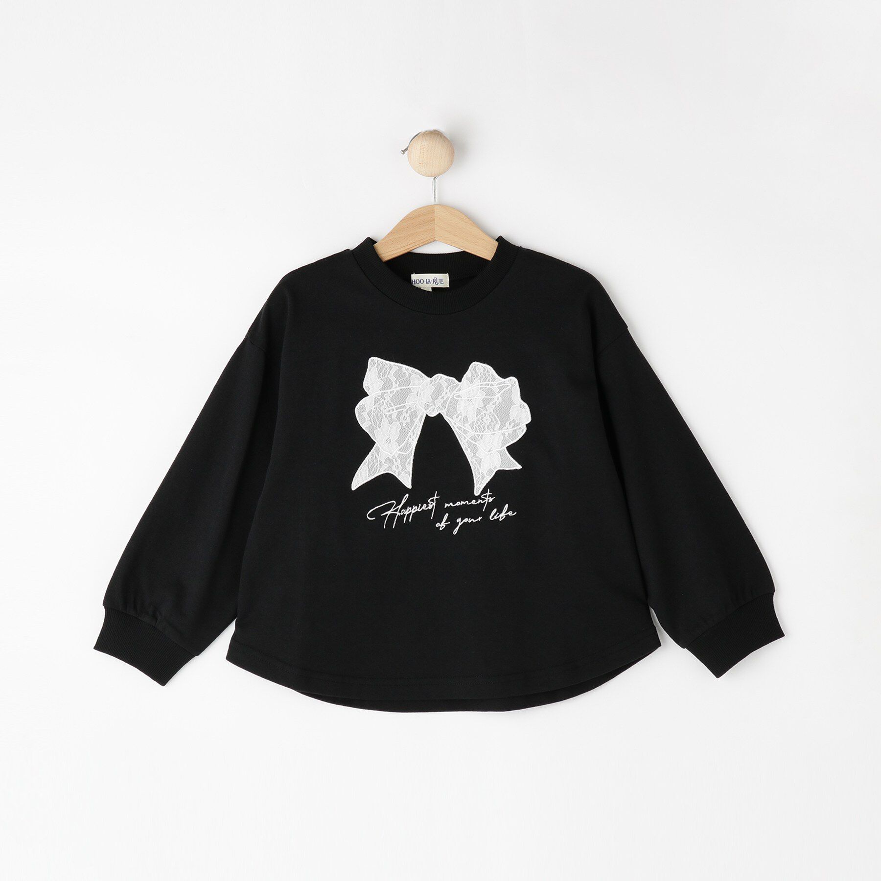 SHOO･LA･RUE「【100-150cm】レースリボン刺繍ロンT」|Tシャツ・カットソー|