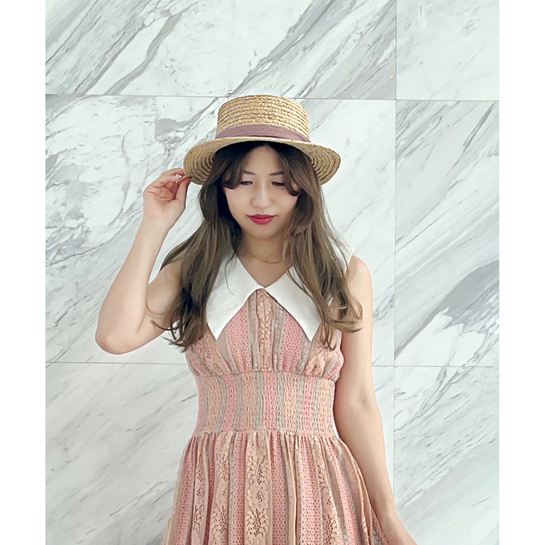 Grandedge「オーガンジーリボンカンカン帽子」|ハット|