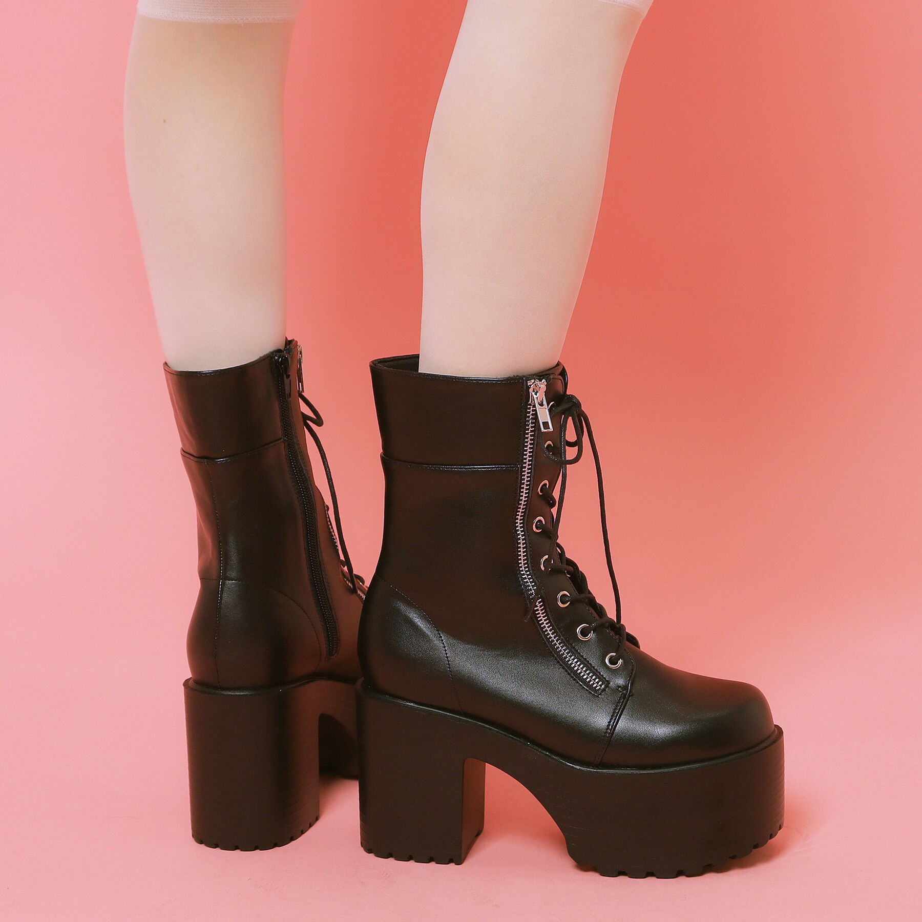 csT&P「厚底サイドジップミドル丈ブーツ」|ショートブーツ|