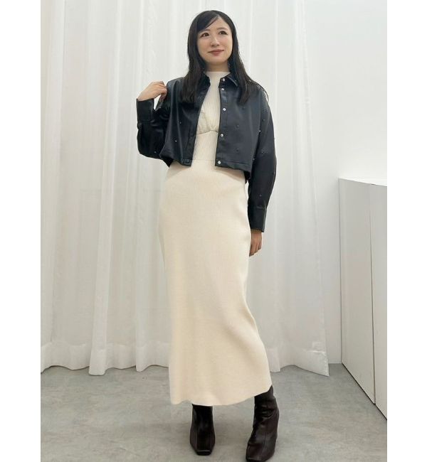 MERCURYDUO「チェックジャカードドッキングニットワンピース」|ワンピース|