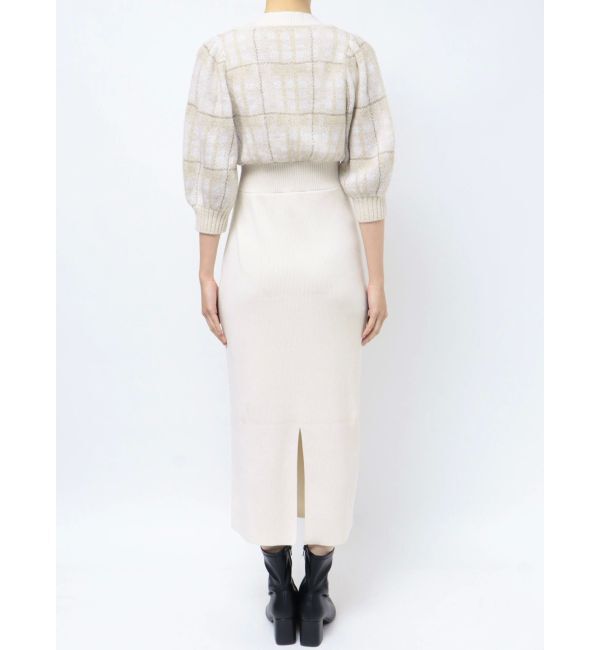 MERCURYDUO「チェックジャカードドッキングニットワンピース」|ワンピース|